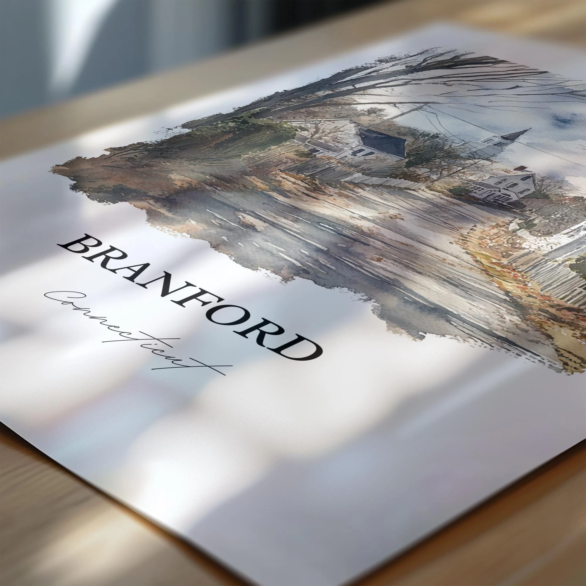 Branford, Connecticut, Connecticut – Watercolor Art Print - Image 2