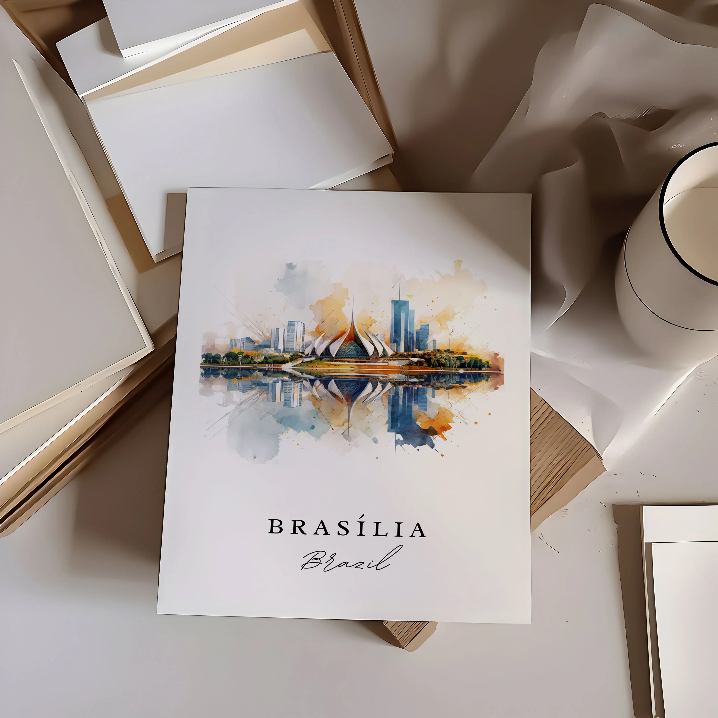Brasilia, Brazil – Watercolor Art Print - Image 3