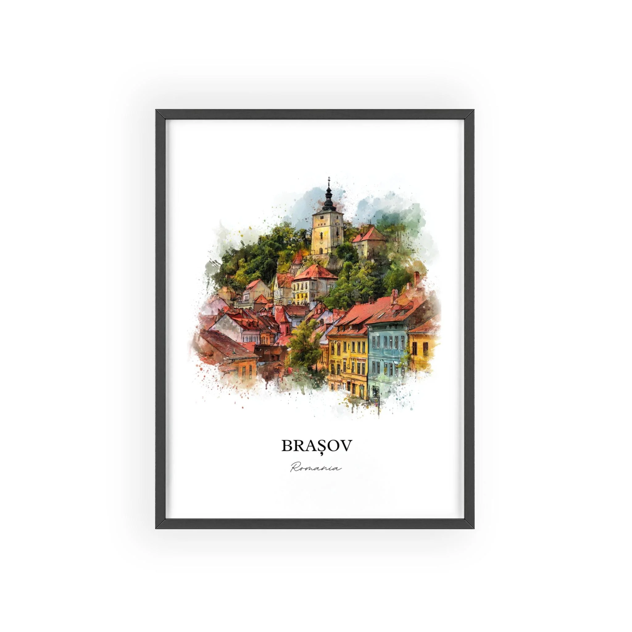 Brasov, Romania – Watercolor Art Print - Image 10