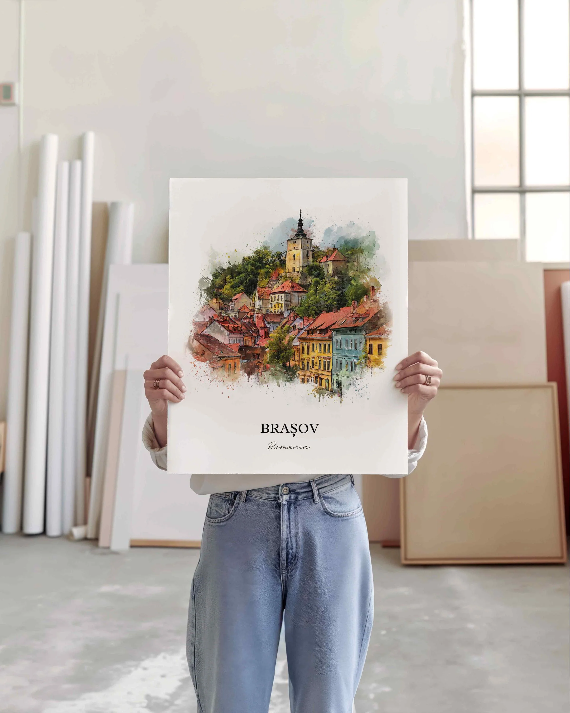 Brasov, Romania – Watercolor Art Print - Image 3