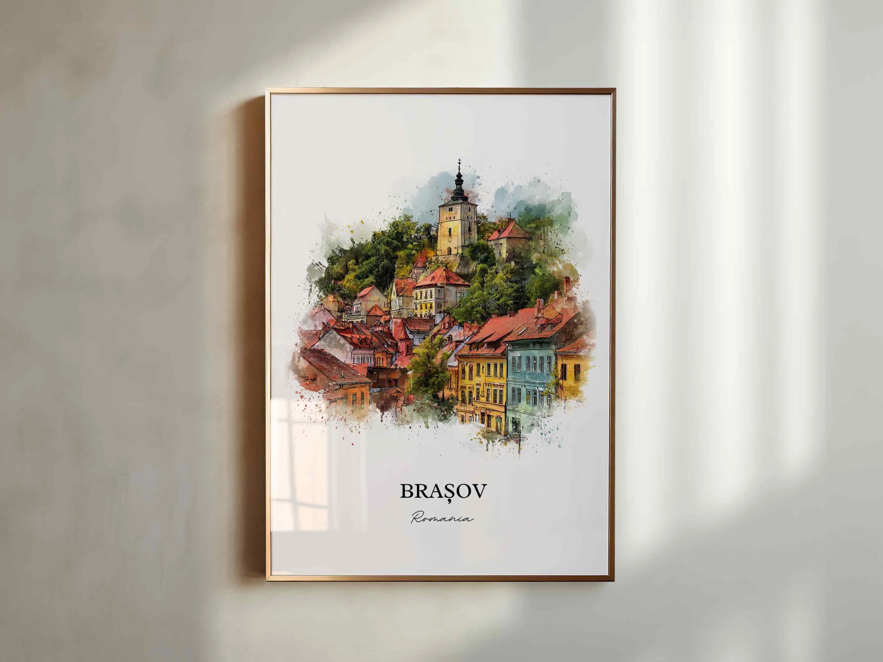 Brasov, Romania – Watercolor Art Print - Image 6