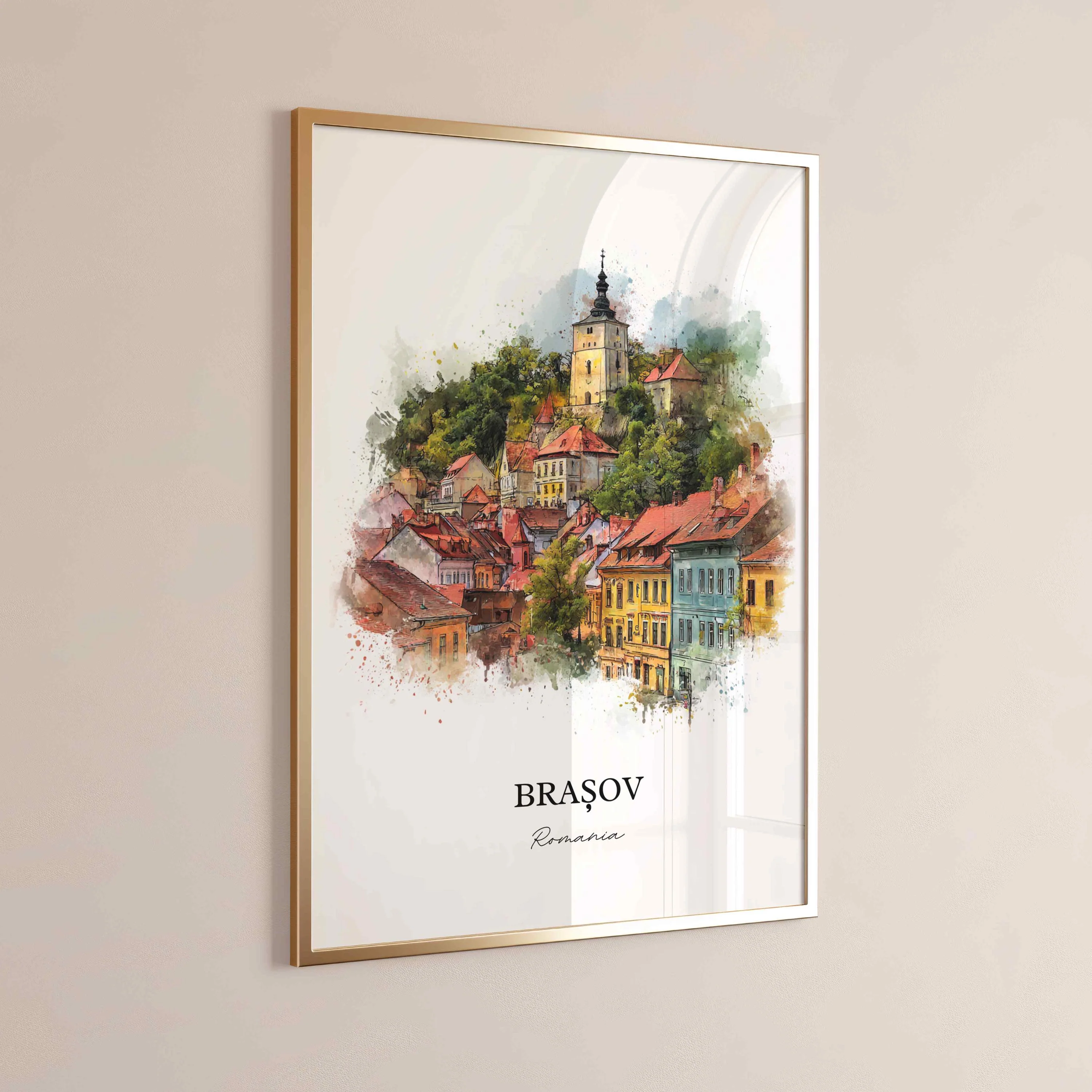 Brasov, Romania – Watercolor Art Print - Image 7