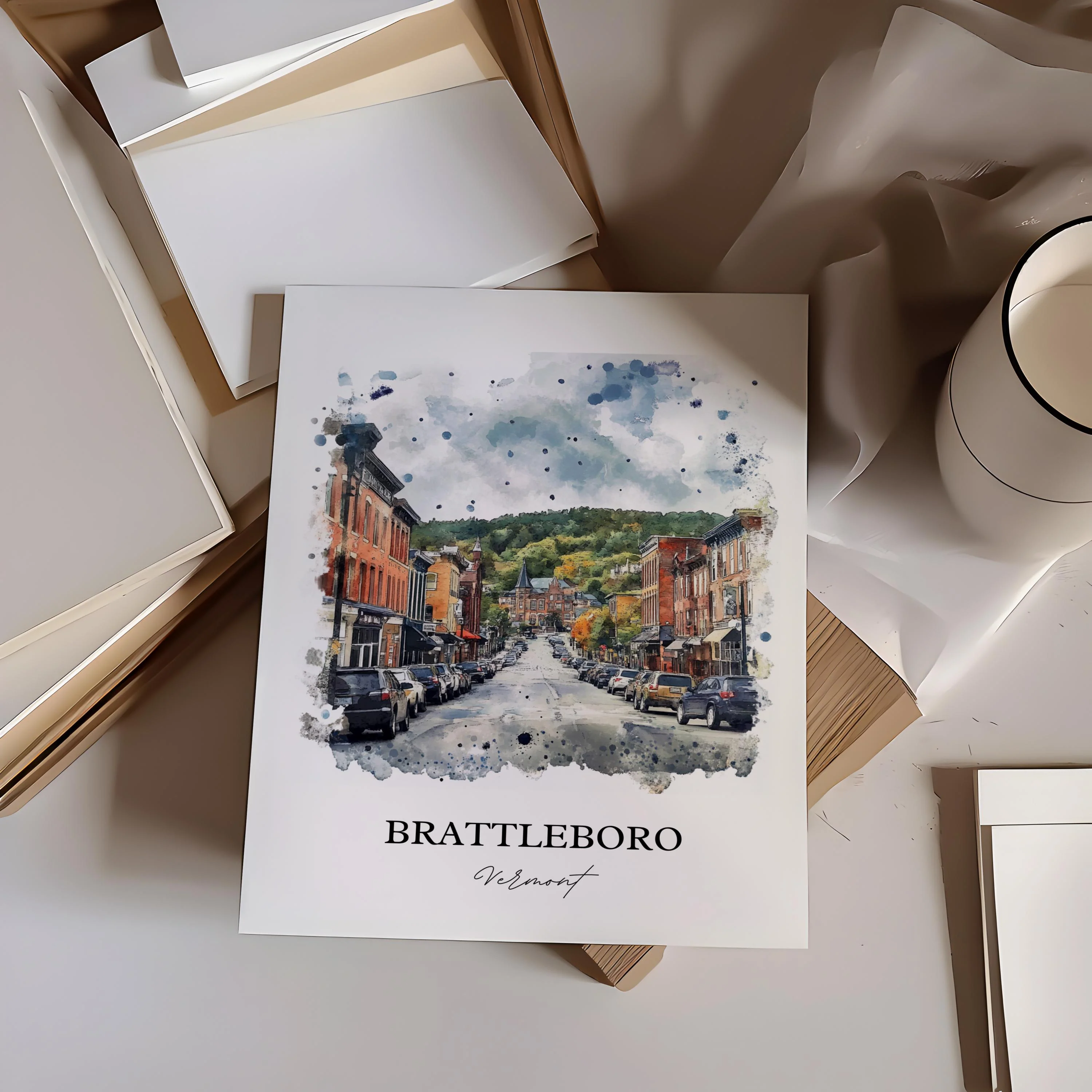 Brattleboro, VT – Watercolor Art Print - Image 6