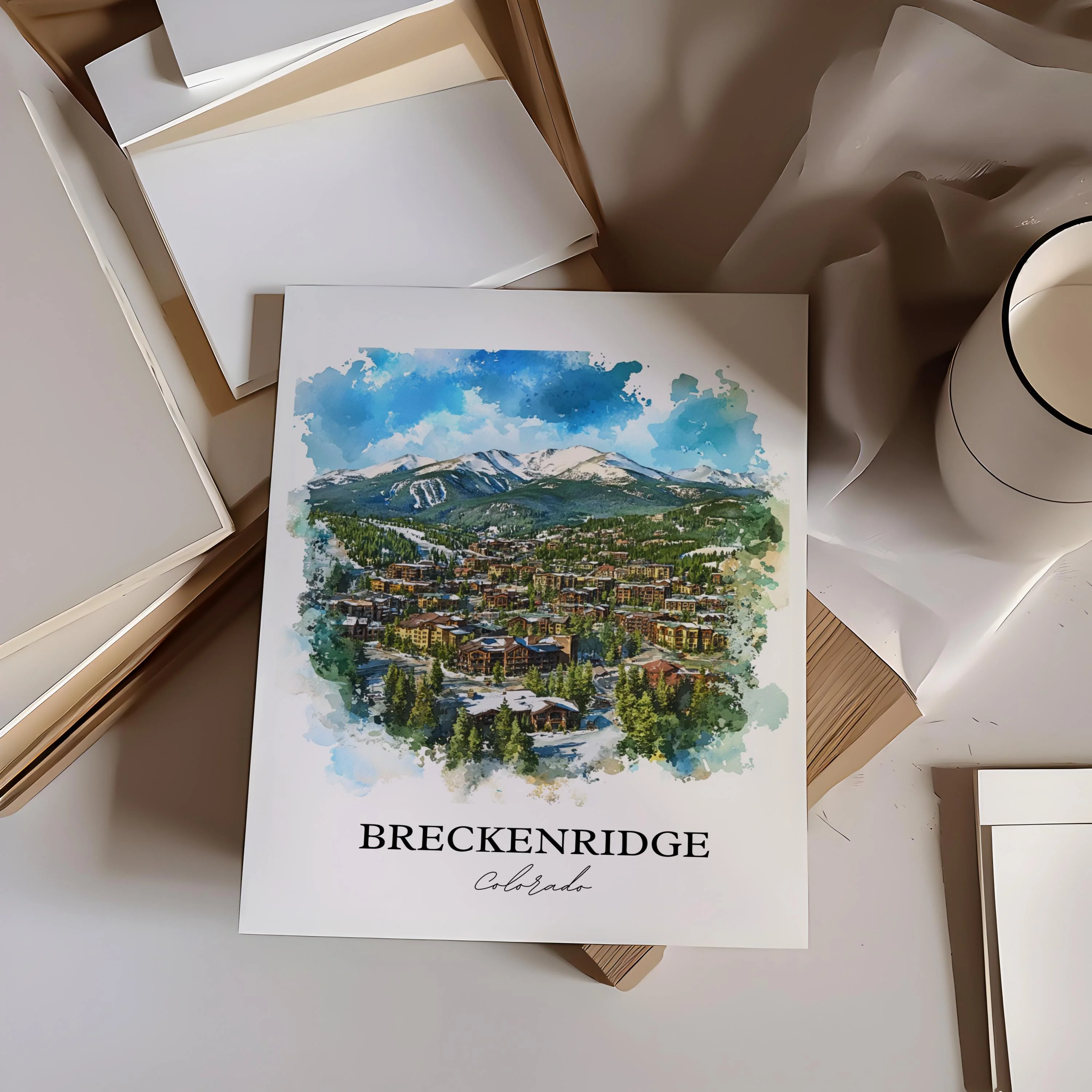 Breckenridge, Colorado, USA – Watercolor Art Print - Image 6