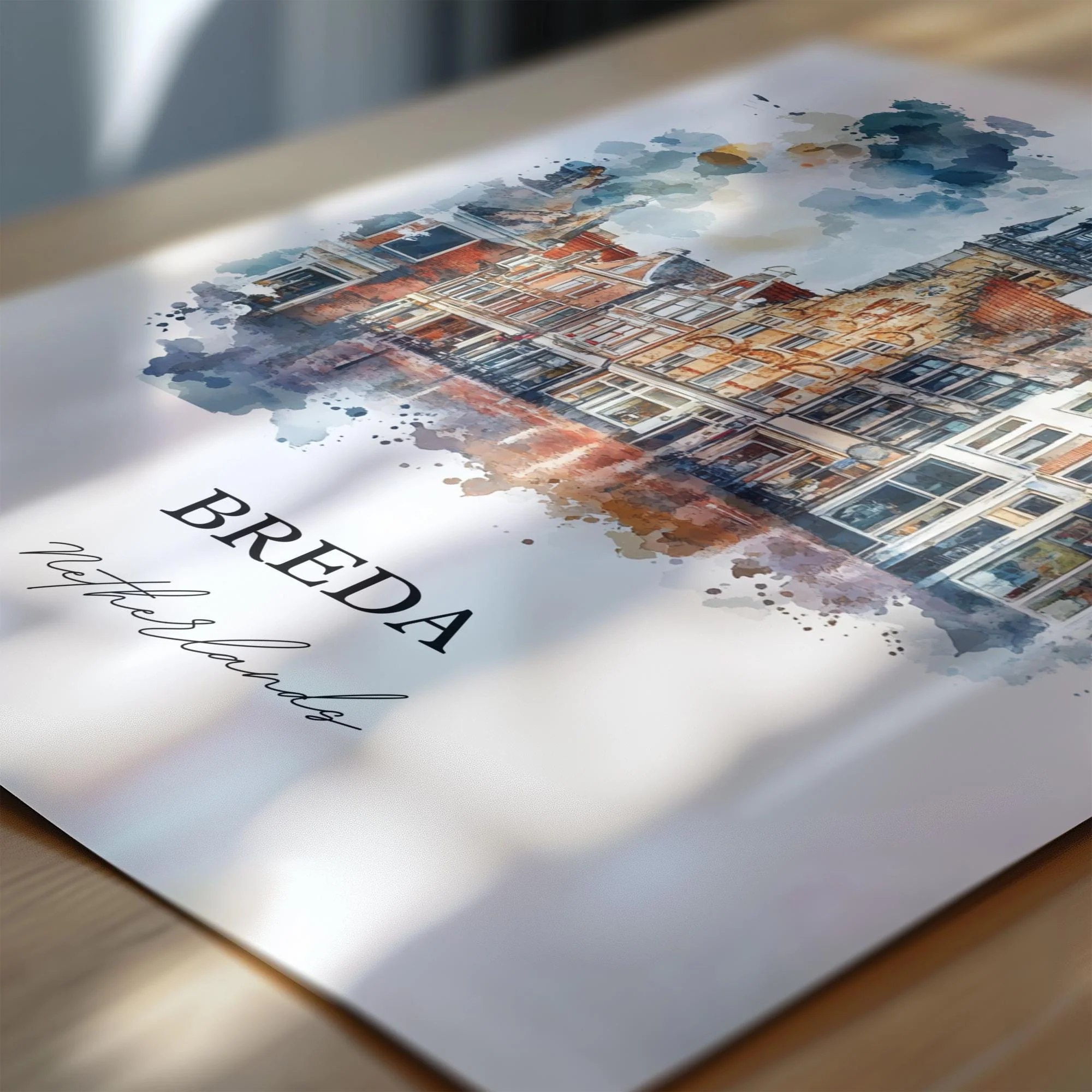 Breda, Netherlands – Watercolor Art Print - Image 2