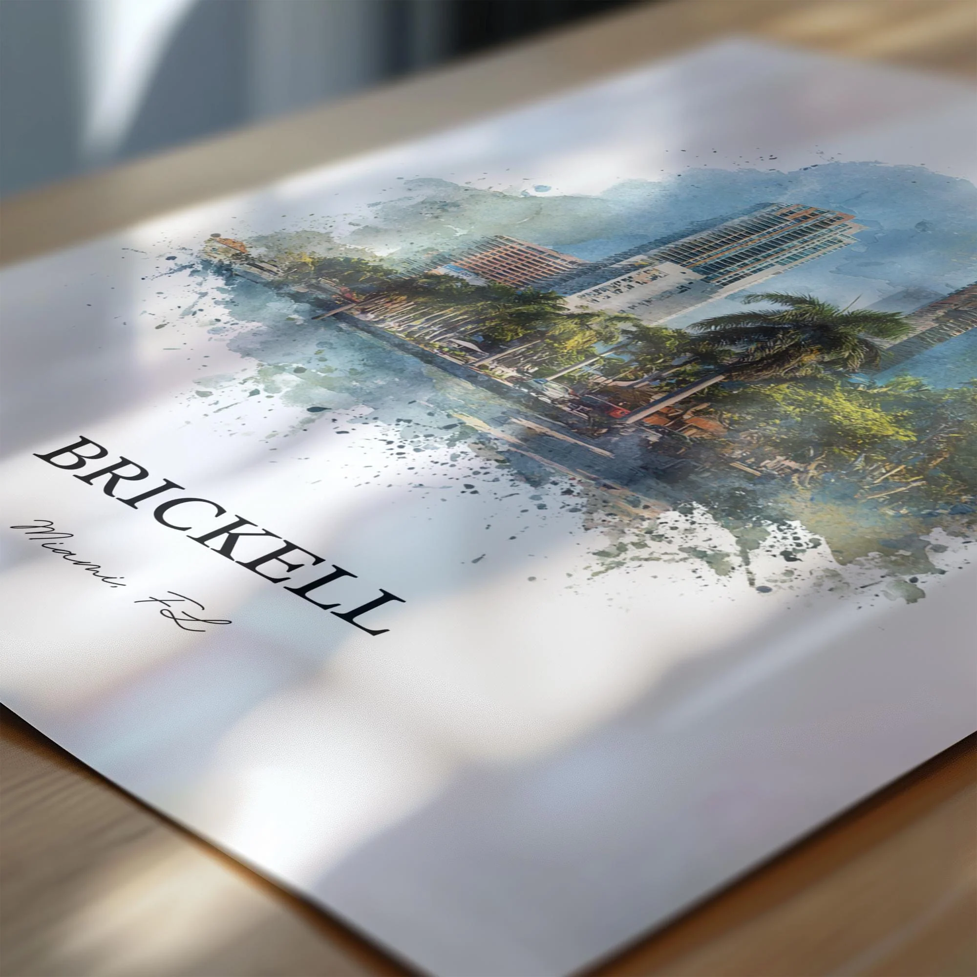 Brickell, Florida – Watercolor Art Print - Image 2