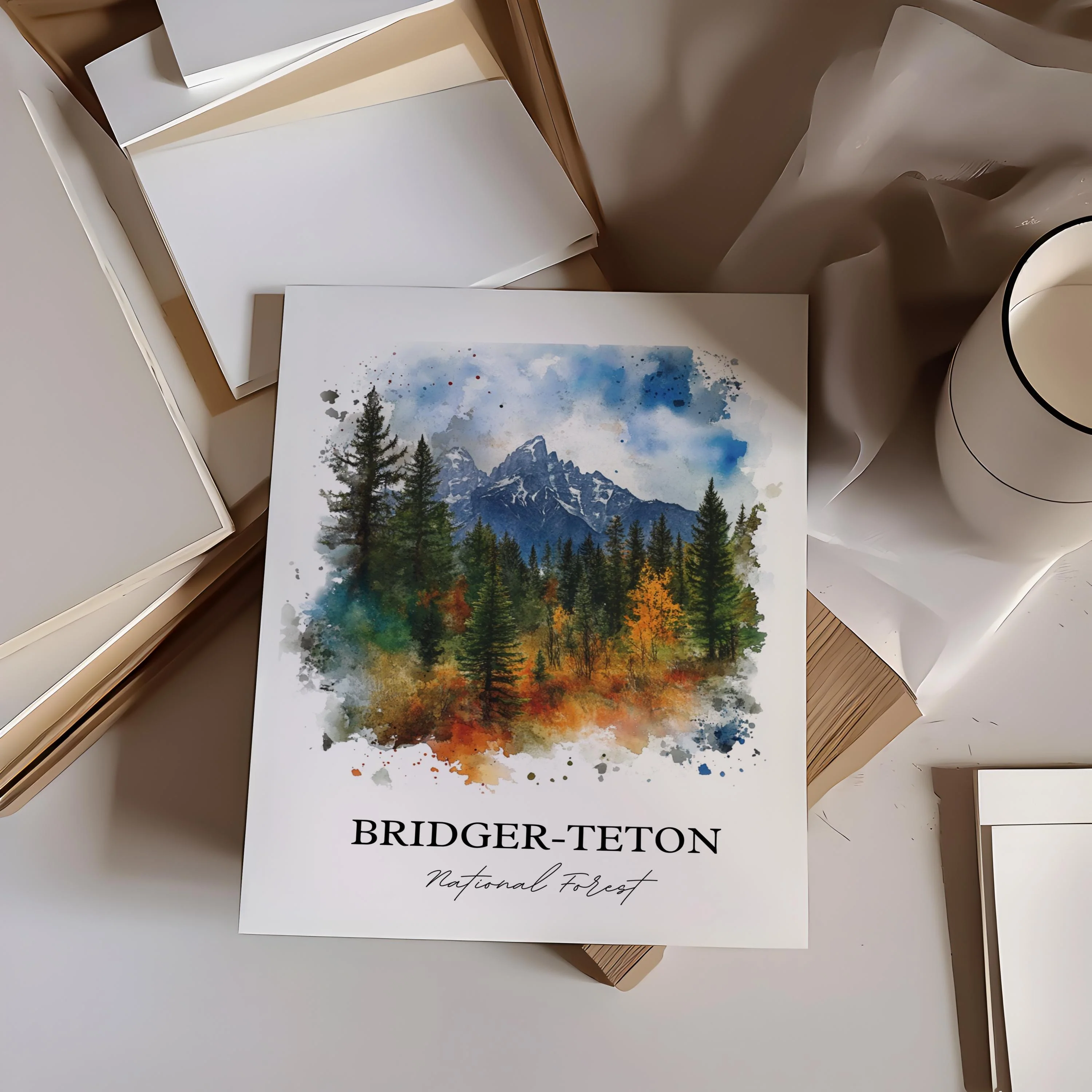 Bridger-Teton, Wyoming, USA – Watercolor Art Print - Image 3