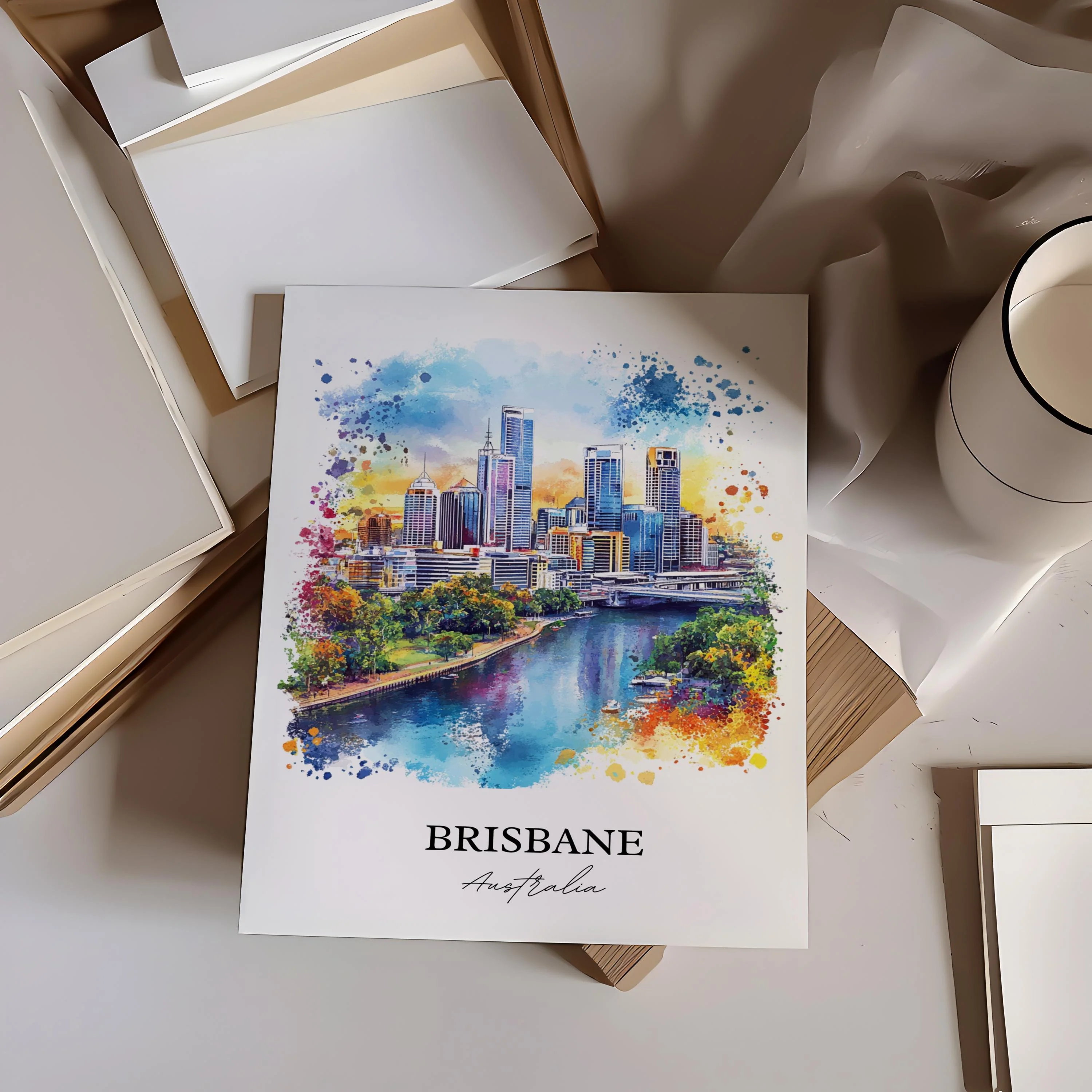 Brisbane, Australia – Watercolor Art Print - Image 4