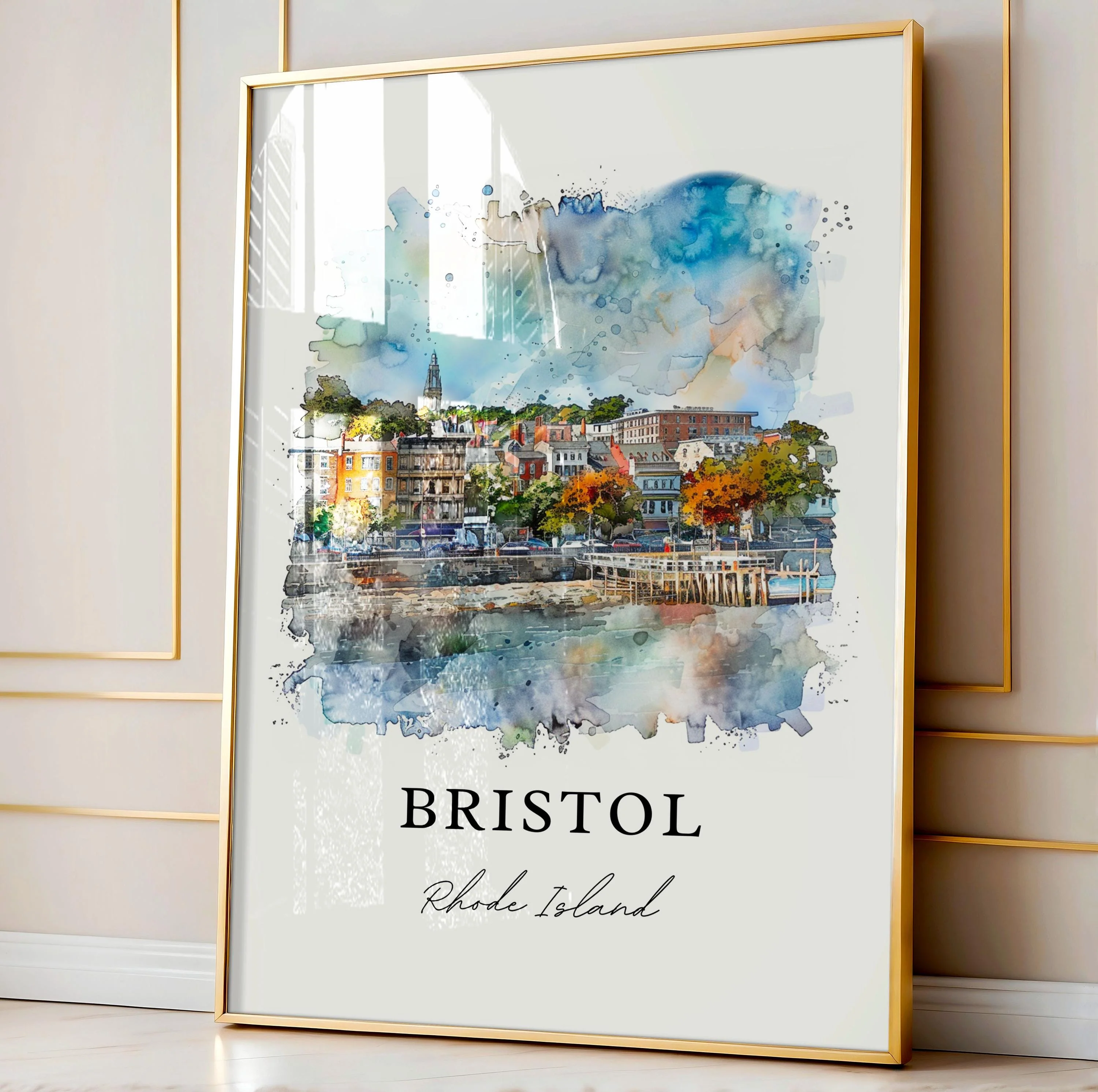 Bristol, Rhode Island, Rhode Island – Watercolor Art Print - Image 4