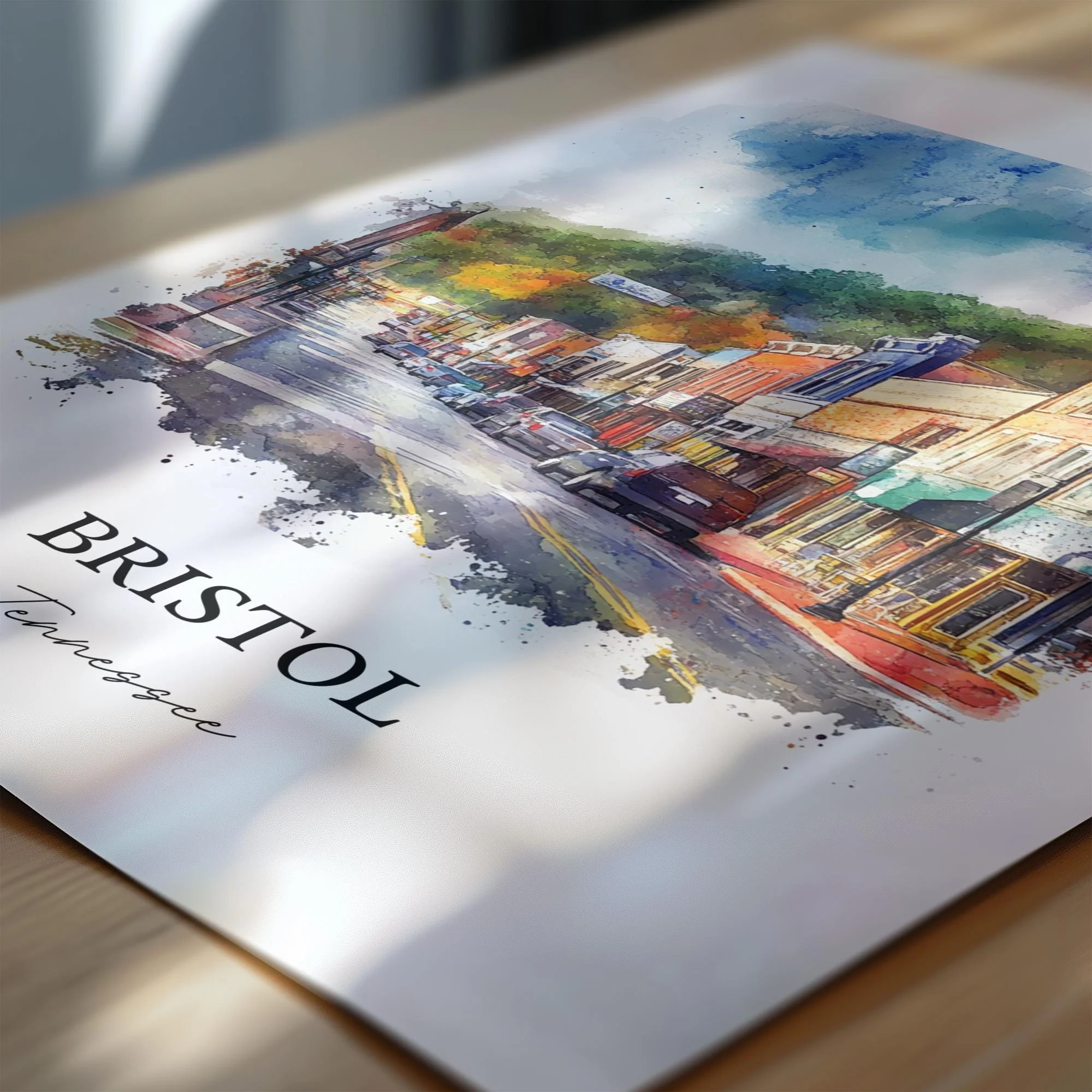 Bristol, Tennessee, USA – Watercolor Art Print - Image 2