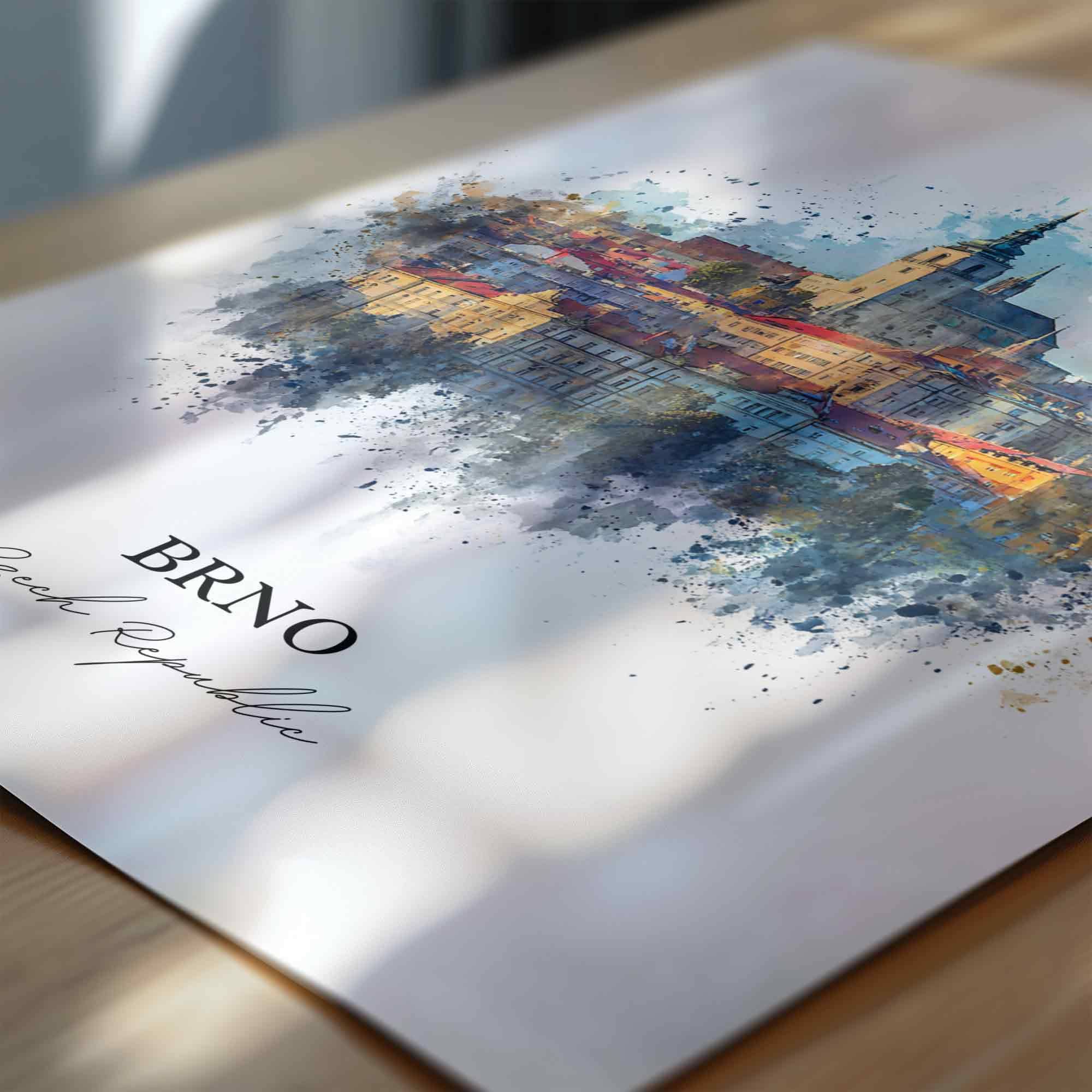 Brno, Czech Republic – Watercolor Art Print - Image 2