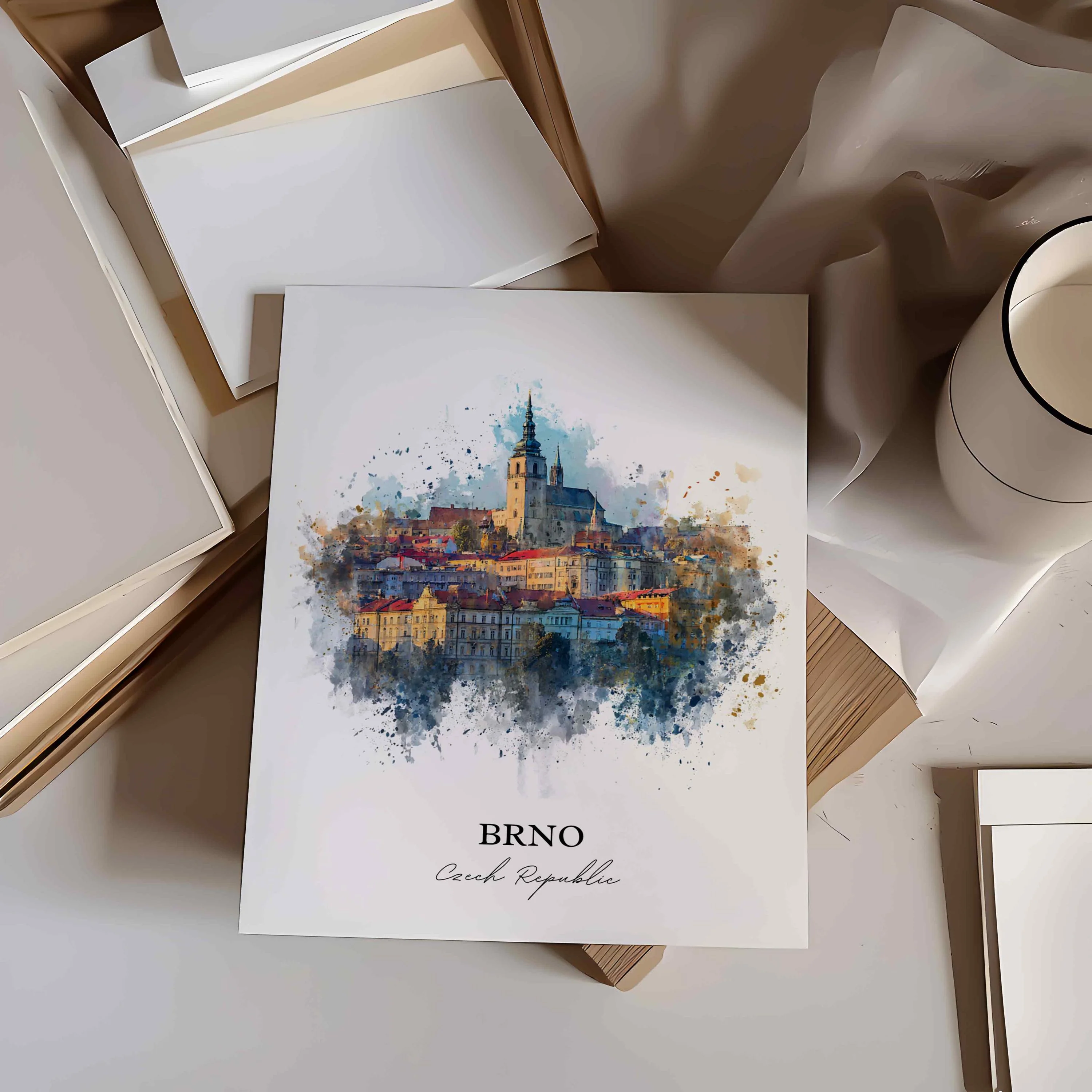 Brno, Czech Republic – Watercolor Art Print - Image 9