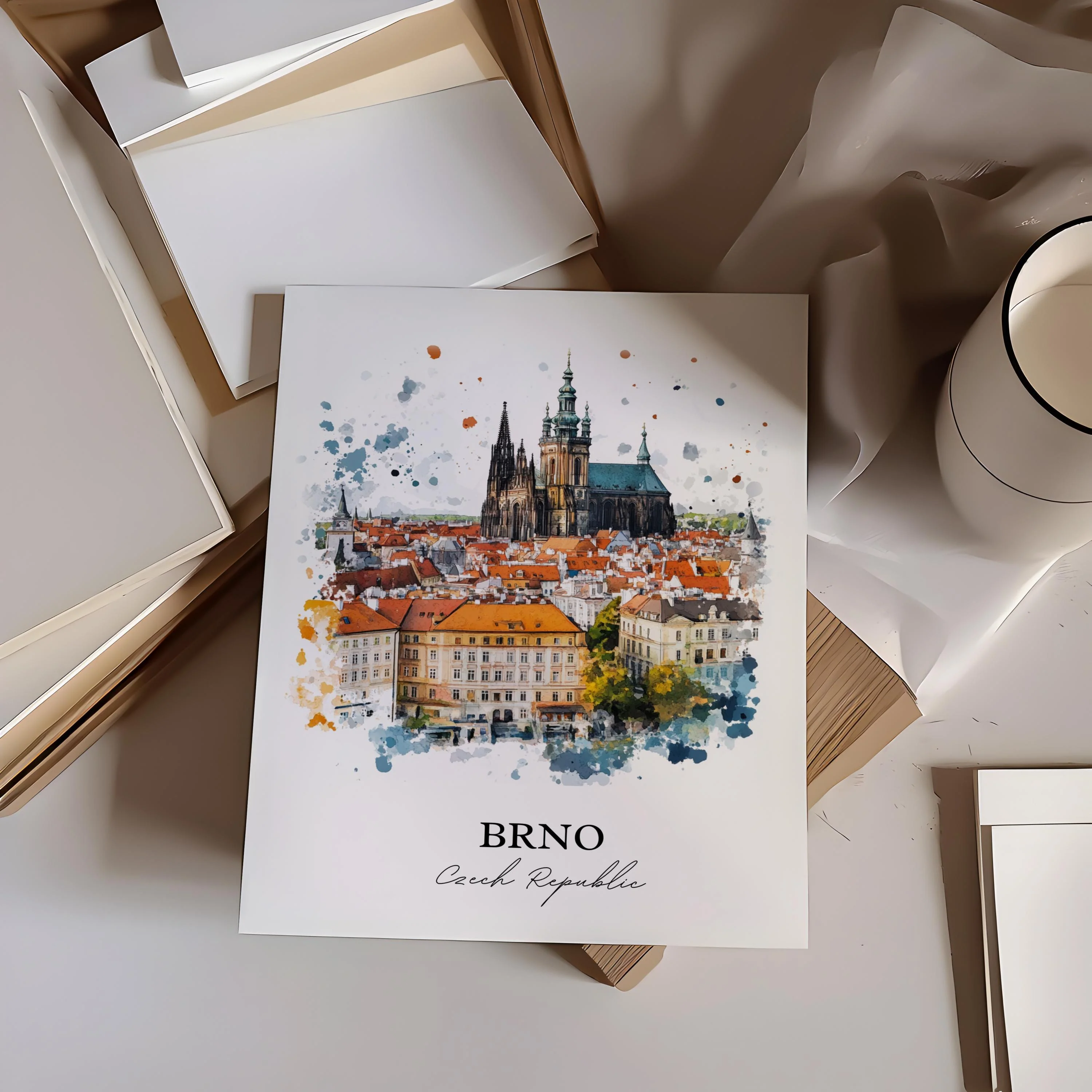Brno, Czech Republic – Watercolor Art Print - Image 5