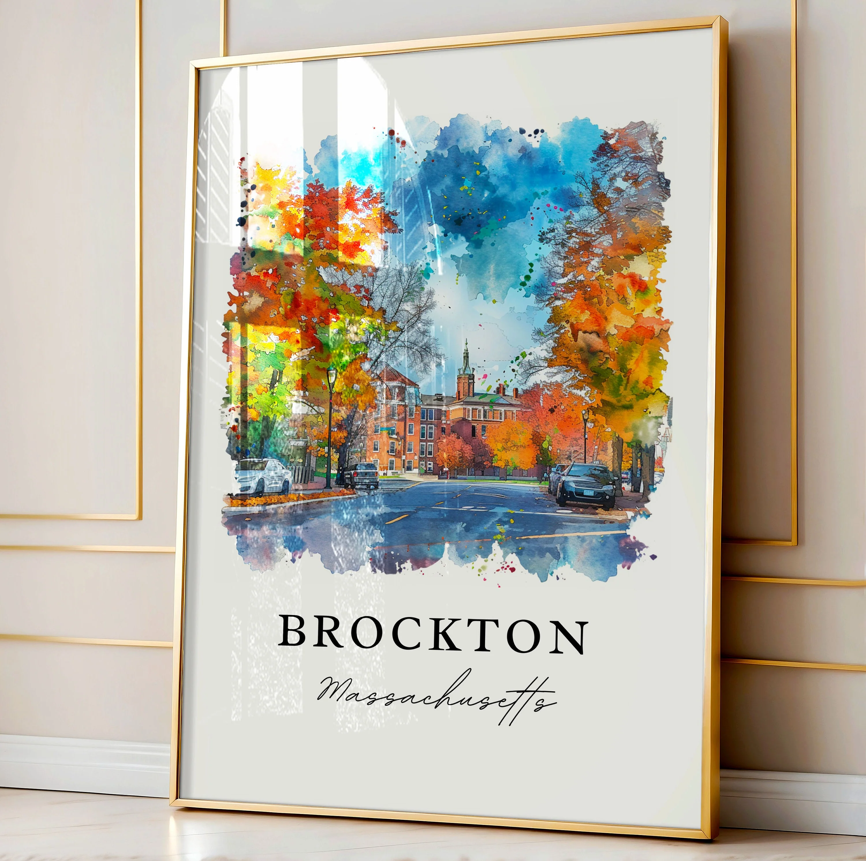 Brockton, Massachusetts, Massachusetts – Watercolor Art Print - Image 5