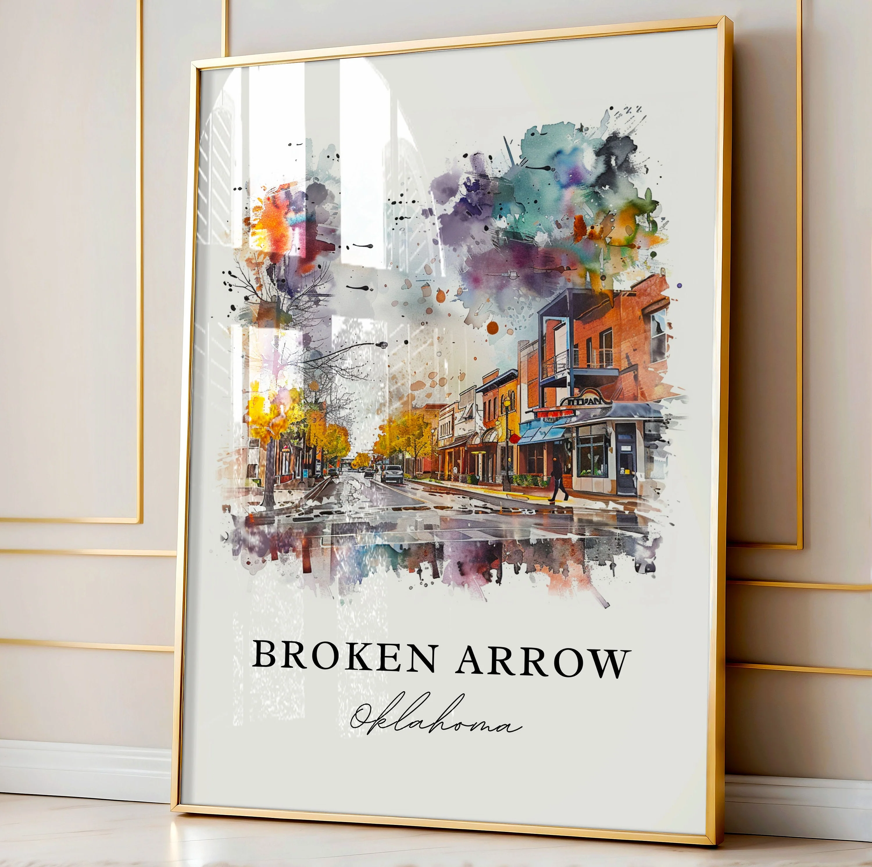 Broken Arrow, Oklahoma, Oklahoma – Watercolor Art Print - Image 4