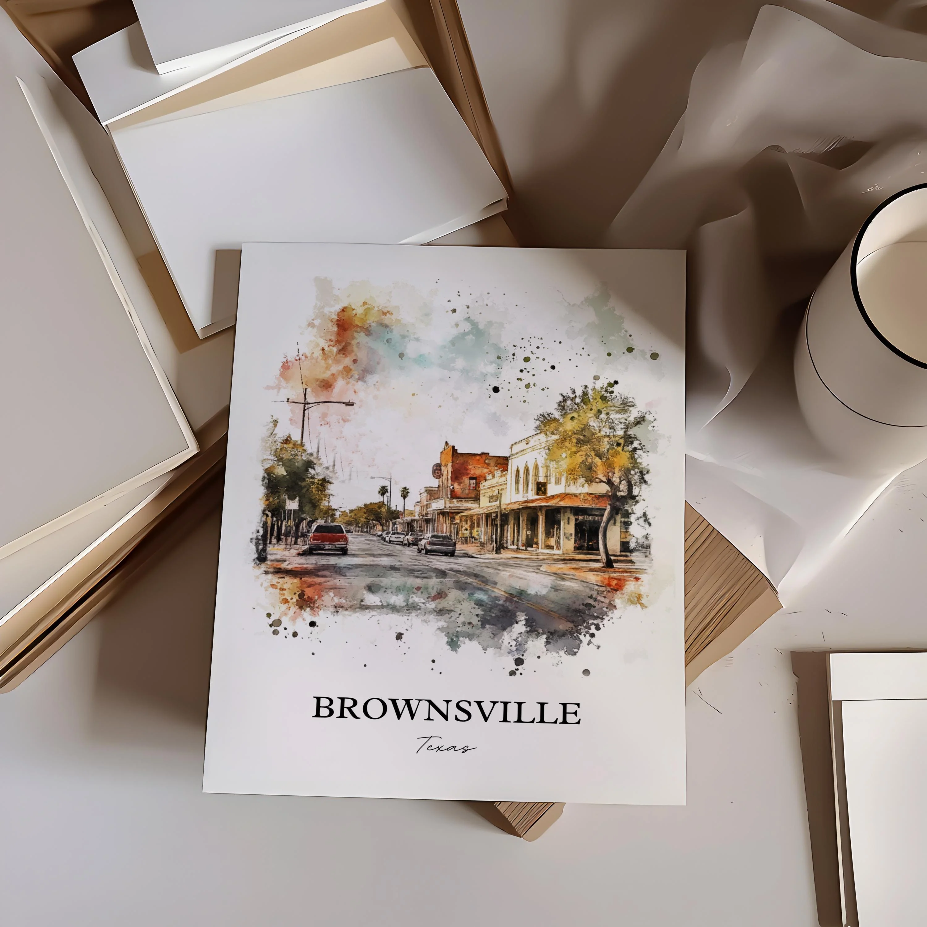 Brownsville, Texas – Watercolor Art Print - Image 4