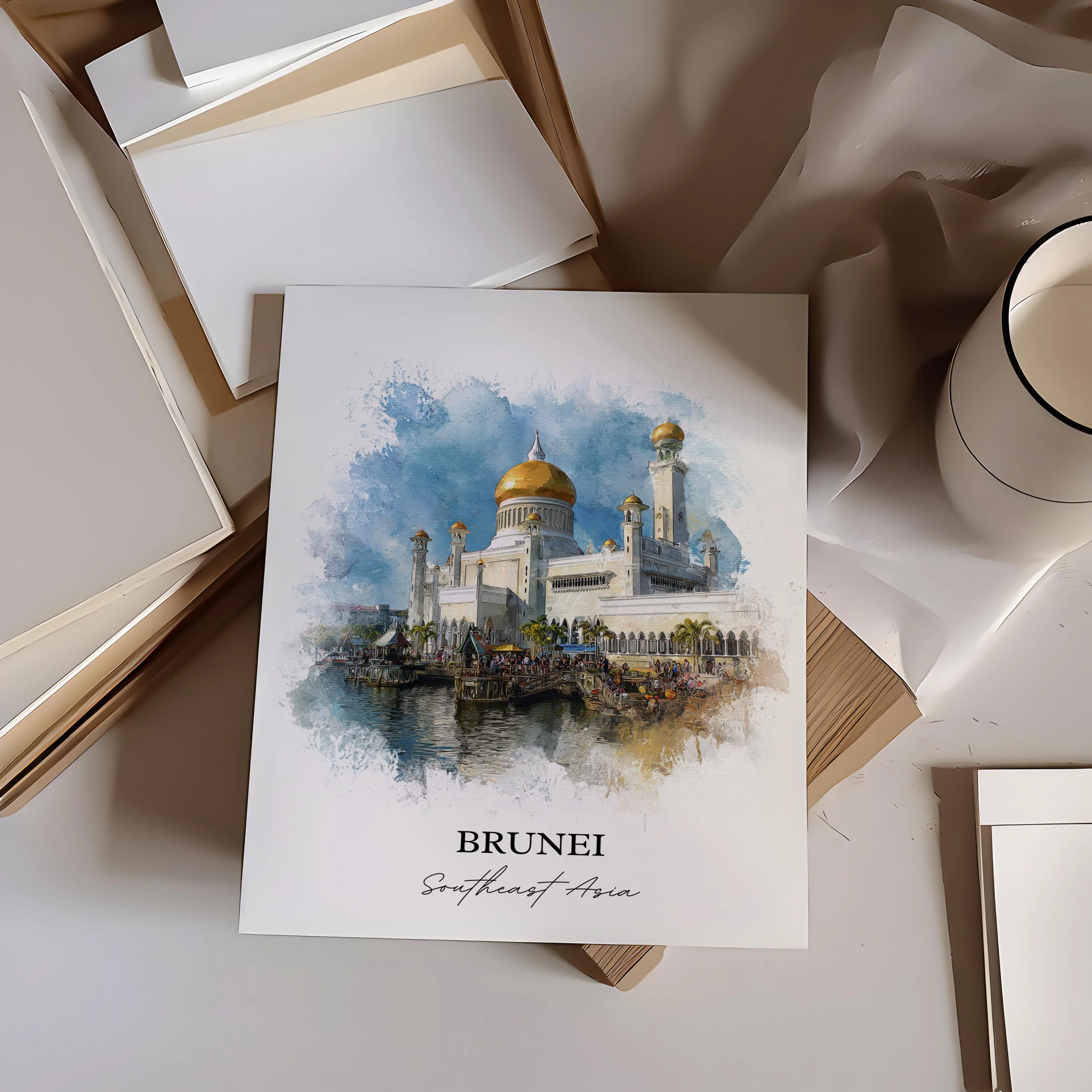 Brunei, Brunei – Watercolor Art Print - Image 5