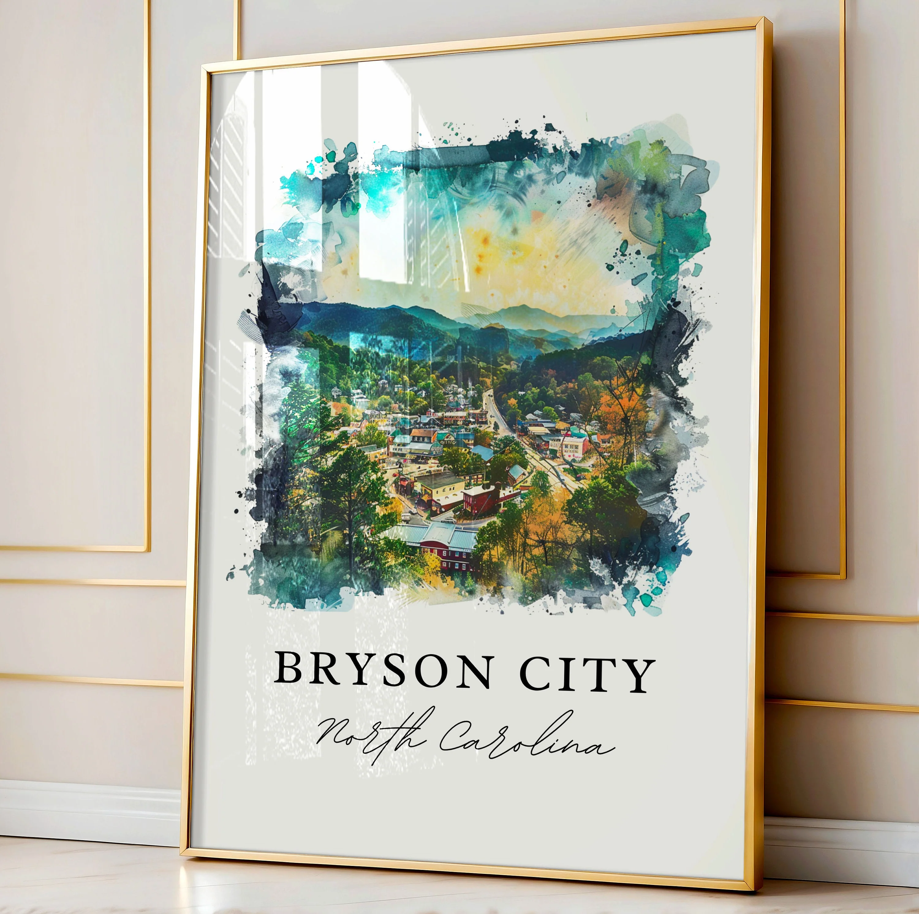 Bryson City, North Carolina – Watercolor Art Print - Image 4