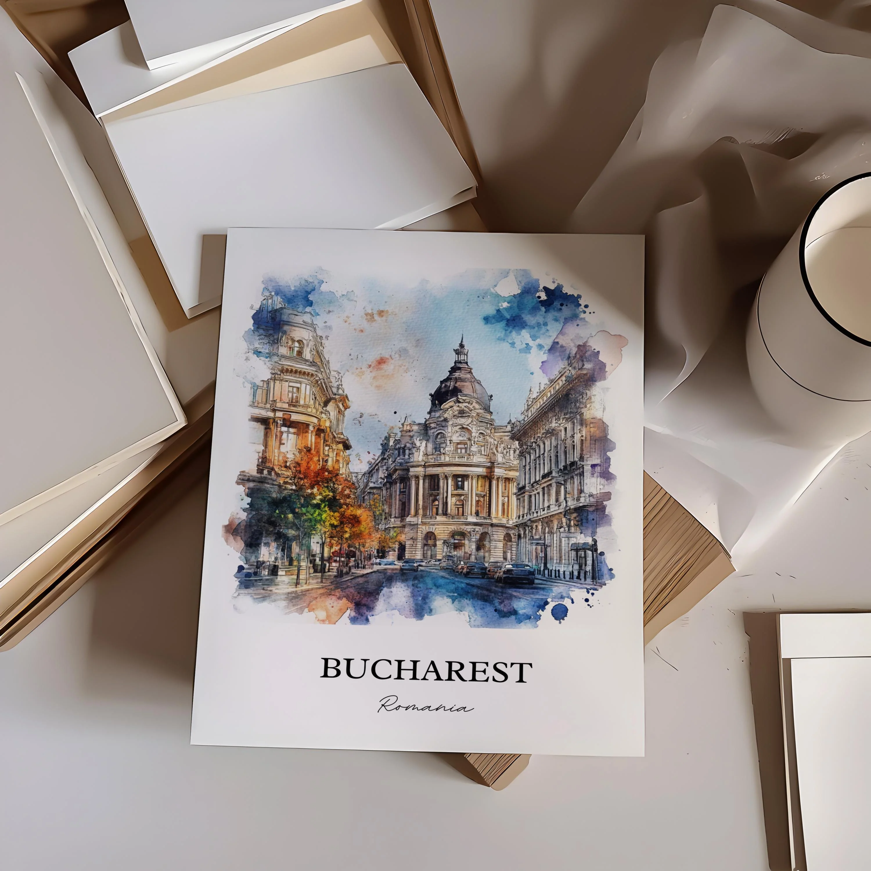 Bucharest, Romania – Watercolor Art Print - Image 5