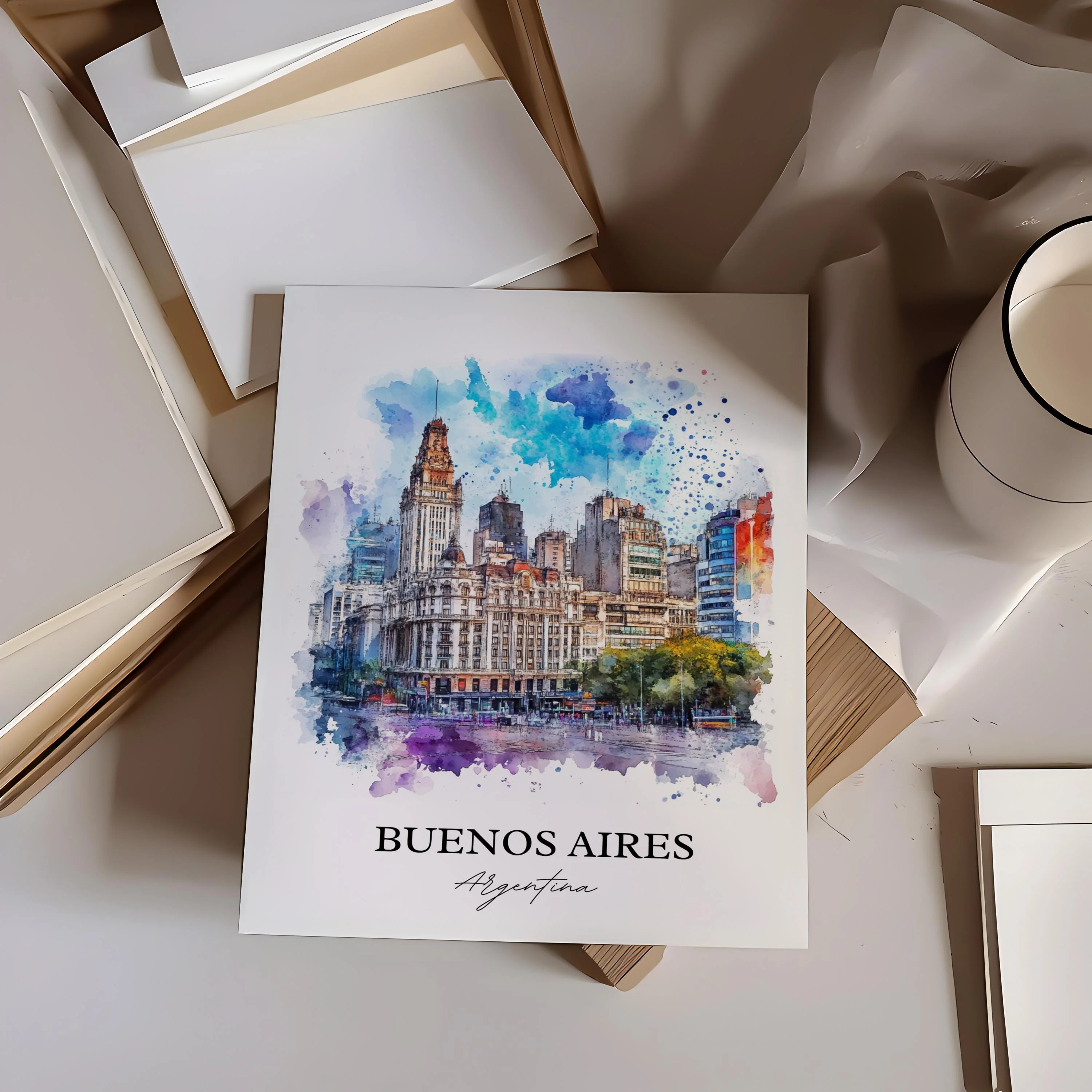 Buenos Aires, Argentina – Watercolor Art Print - Image 5