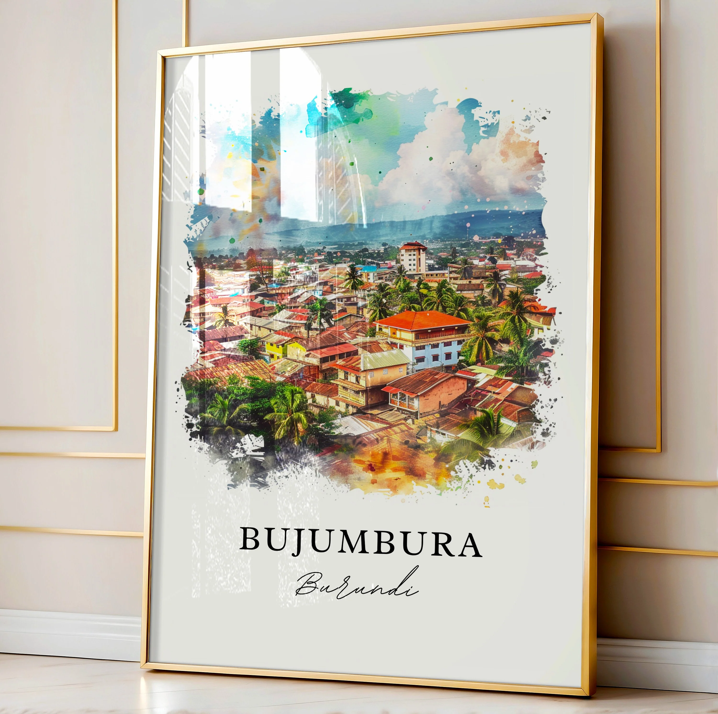 Bujumbura, Burundi – Watercolor Art Print - Image 4