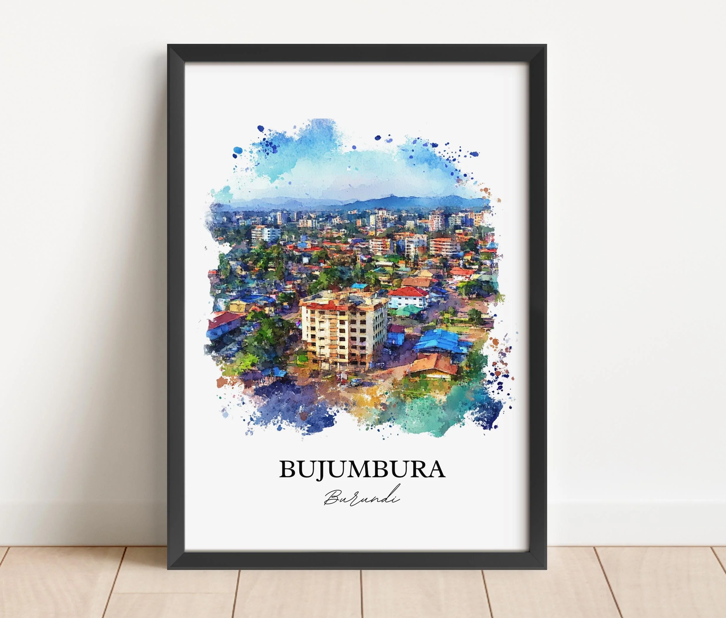 Bujumbura, Burundi – Watercolor Art Print - Image 4