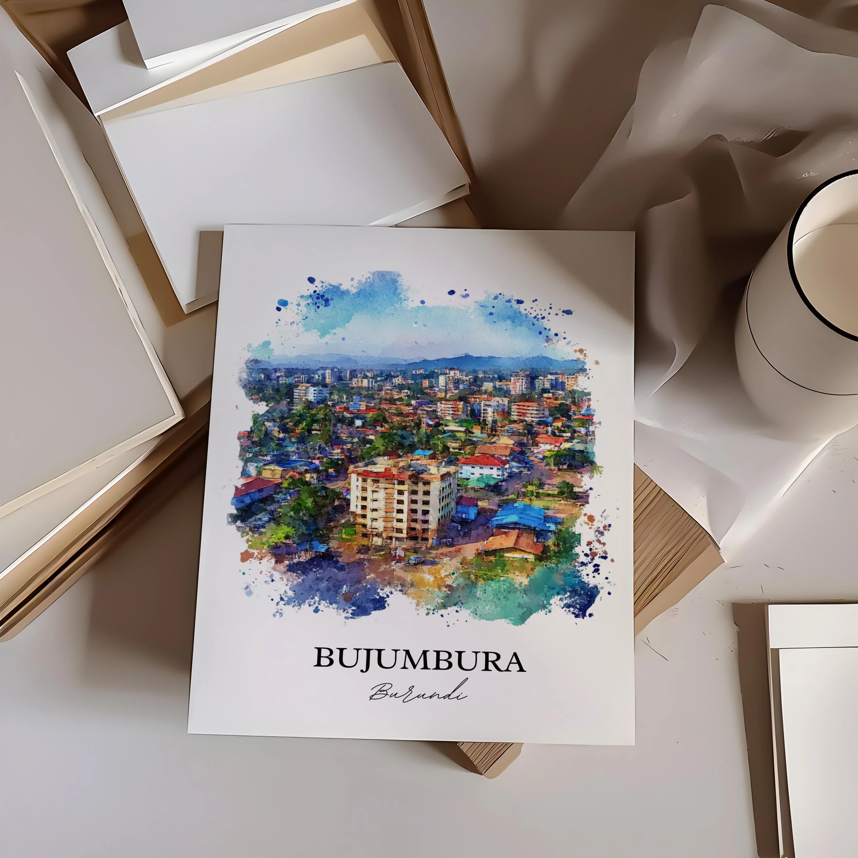 Bujumbura, Burundi – Watercolor Art Print - Image 6