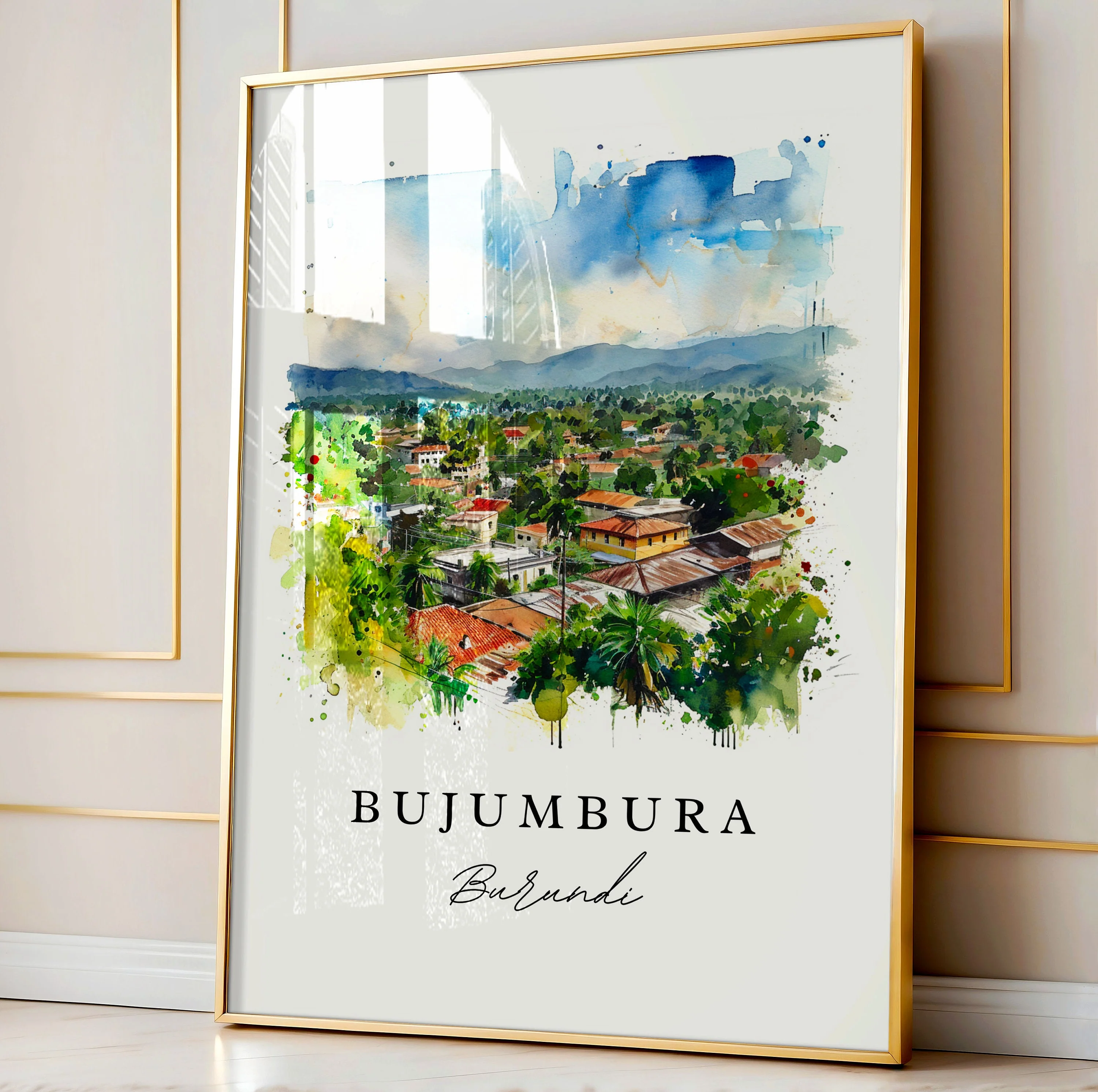 Bujumbura, Burundi – Watercolor Art Print - Image 4