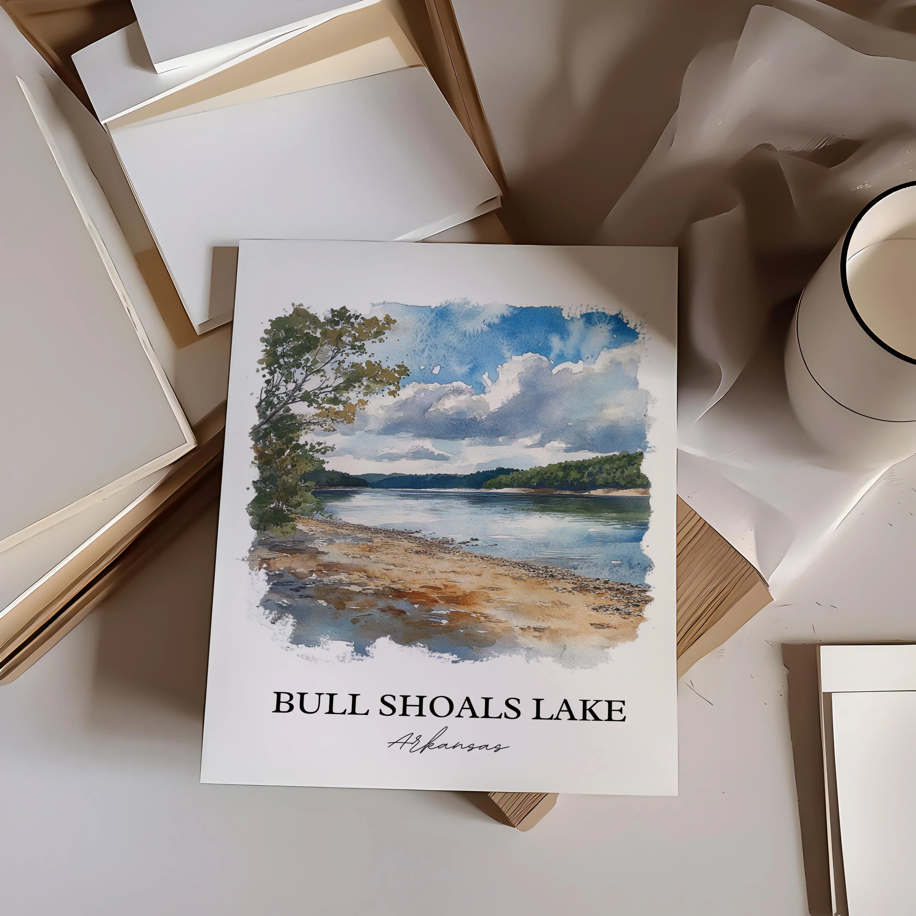 Bull Shoals Lake, USA – Watercolor Art Print - Image 4