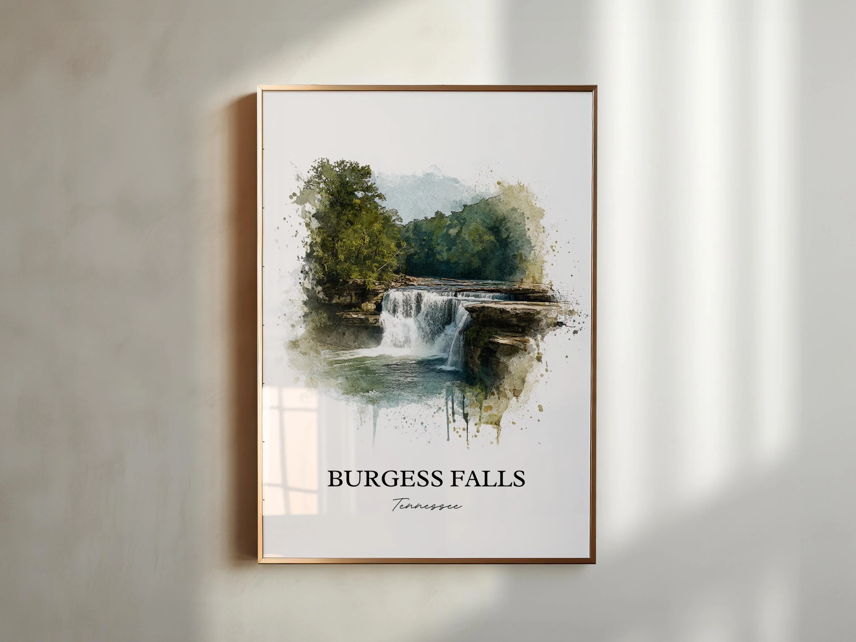 Burgess Falls, TN, USA – Watercolor Art Print - Image 3