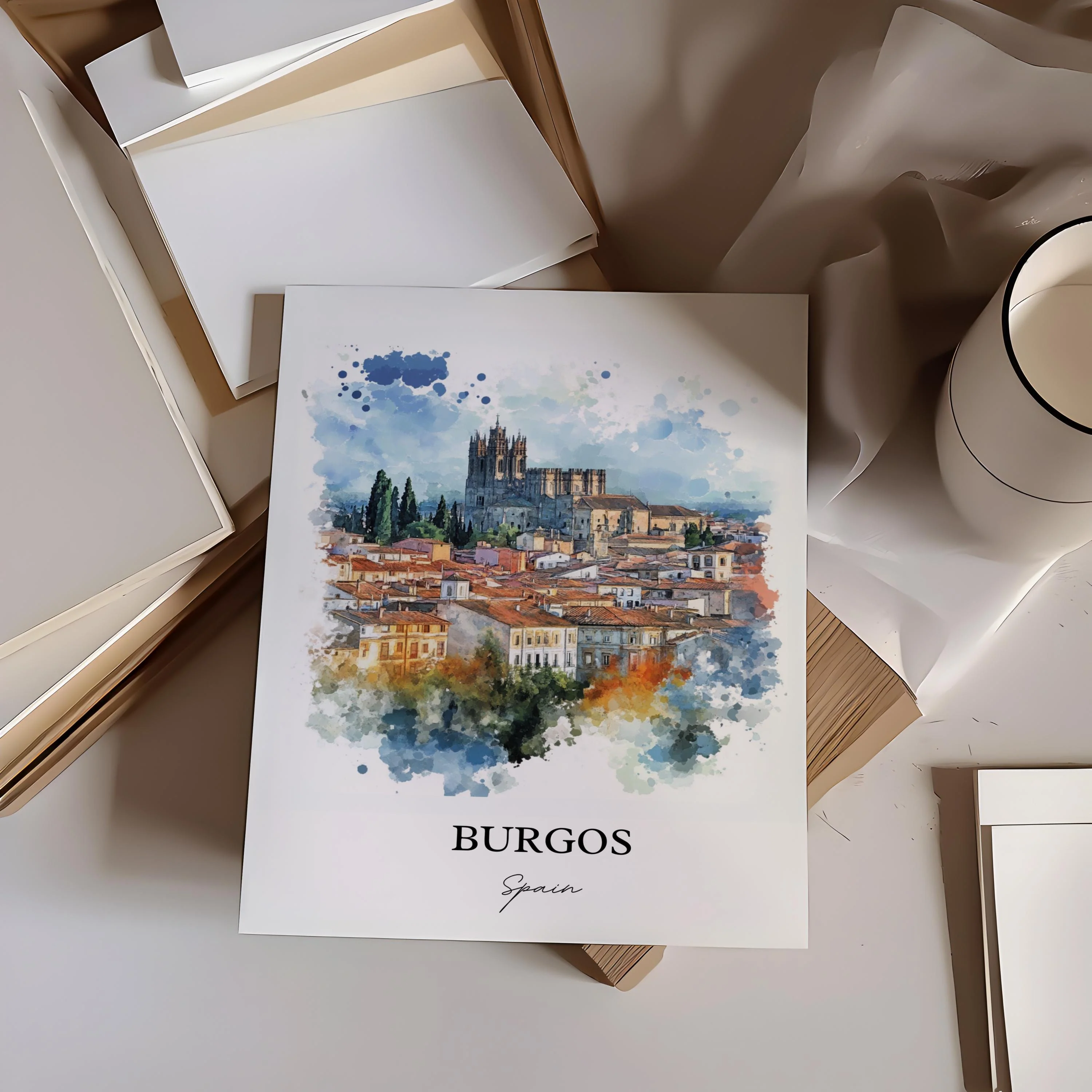 Burgos, Spain – Watercolor Art Print - Image 6