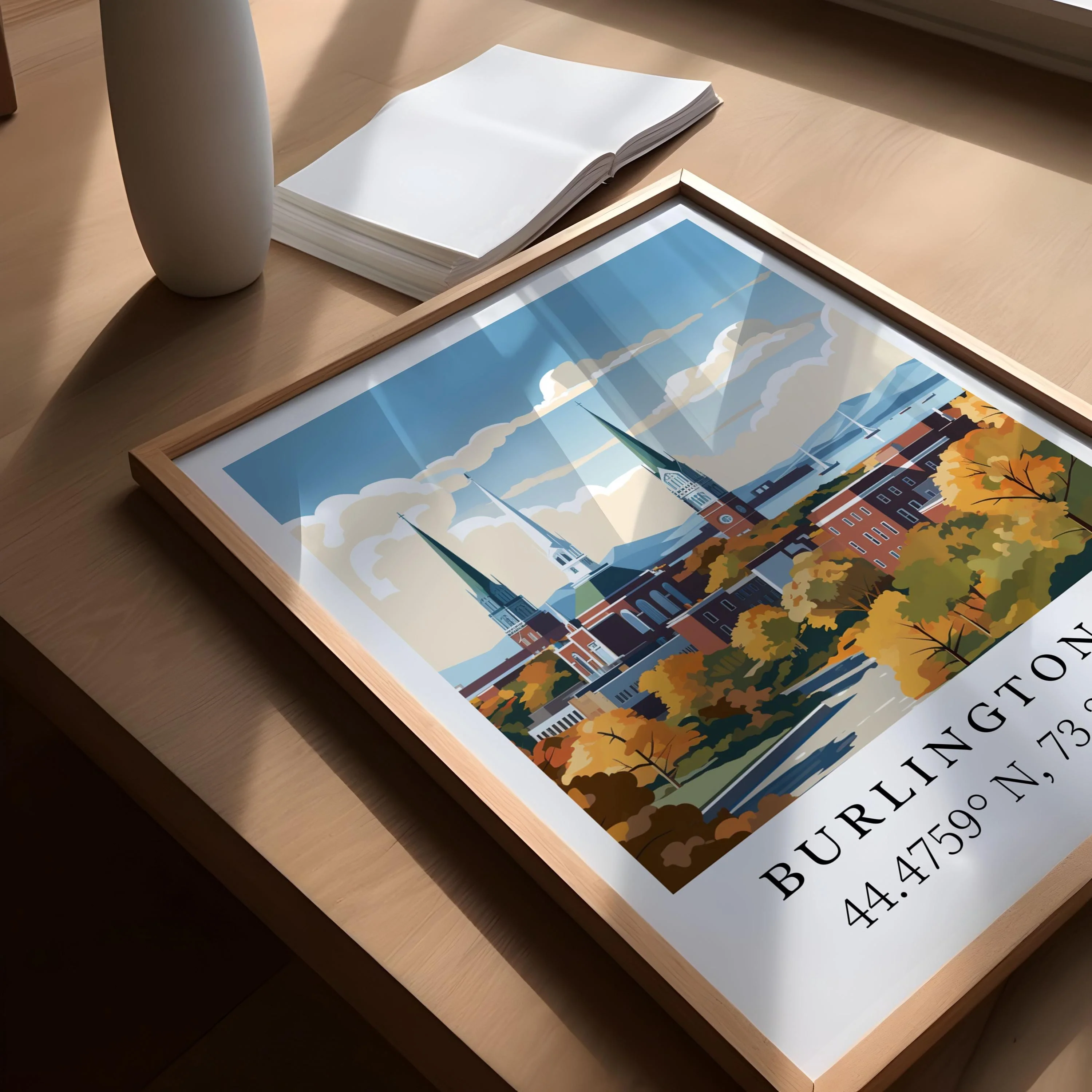 Burlington, VT, Vermont – Watercolor Art Print - Image 2
