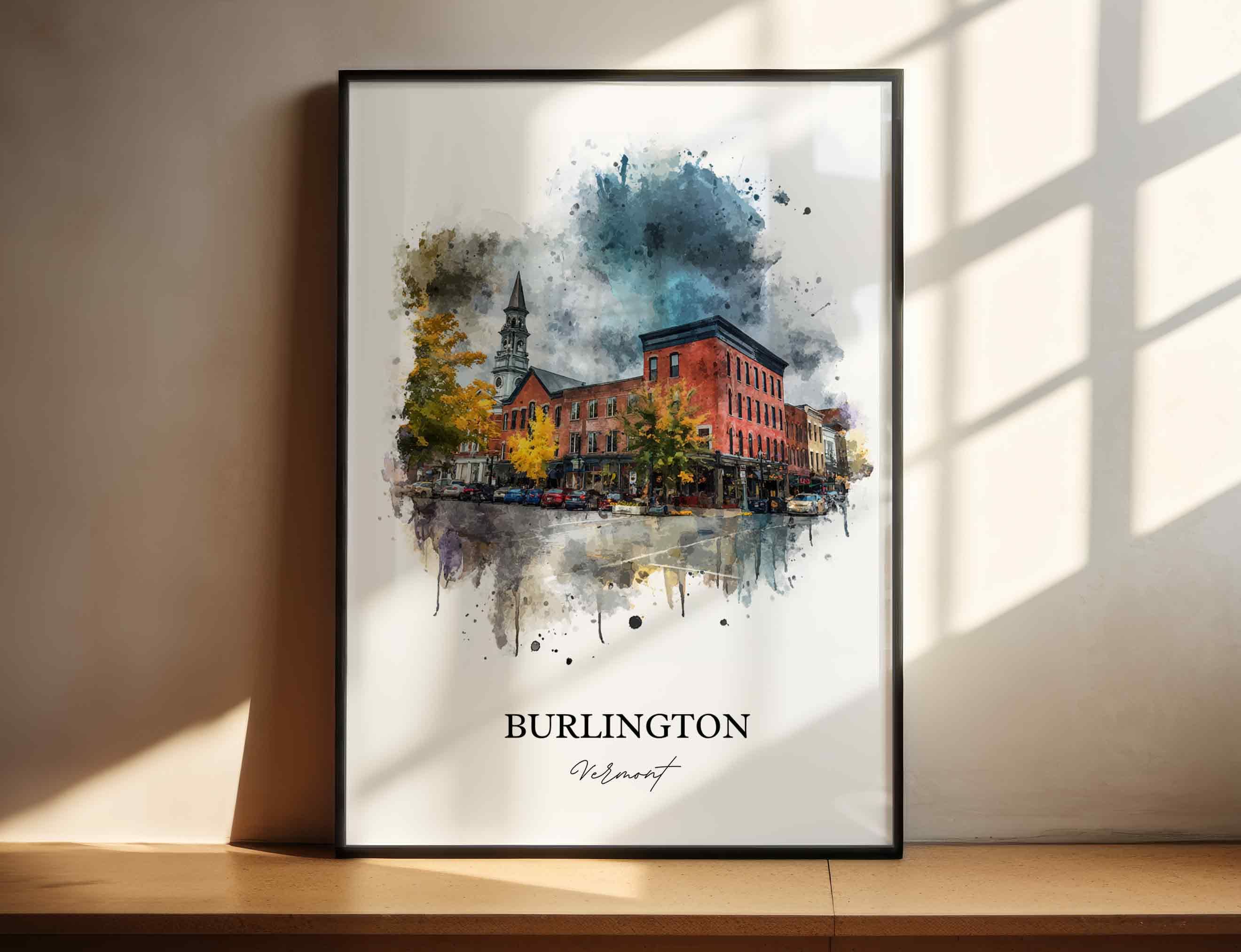 Burlington, Vermont – Watercolor Art Print