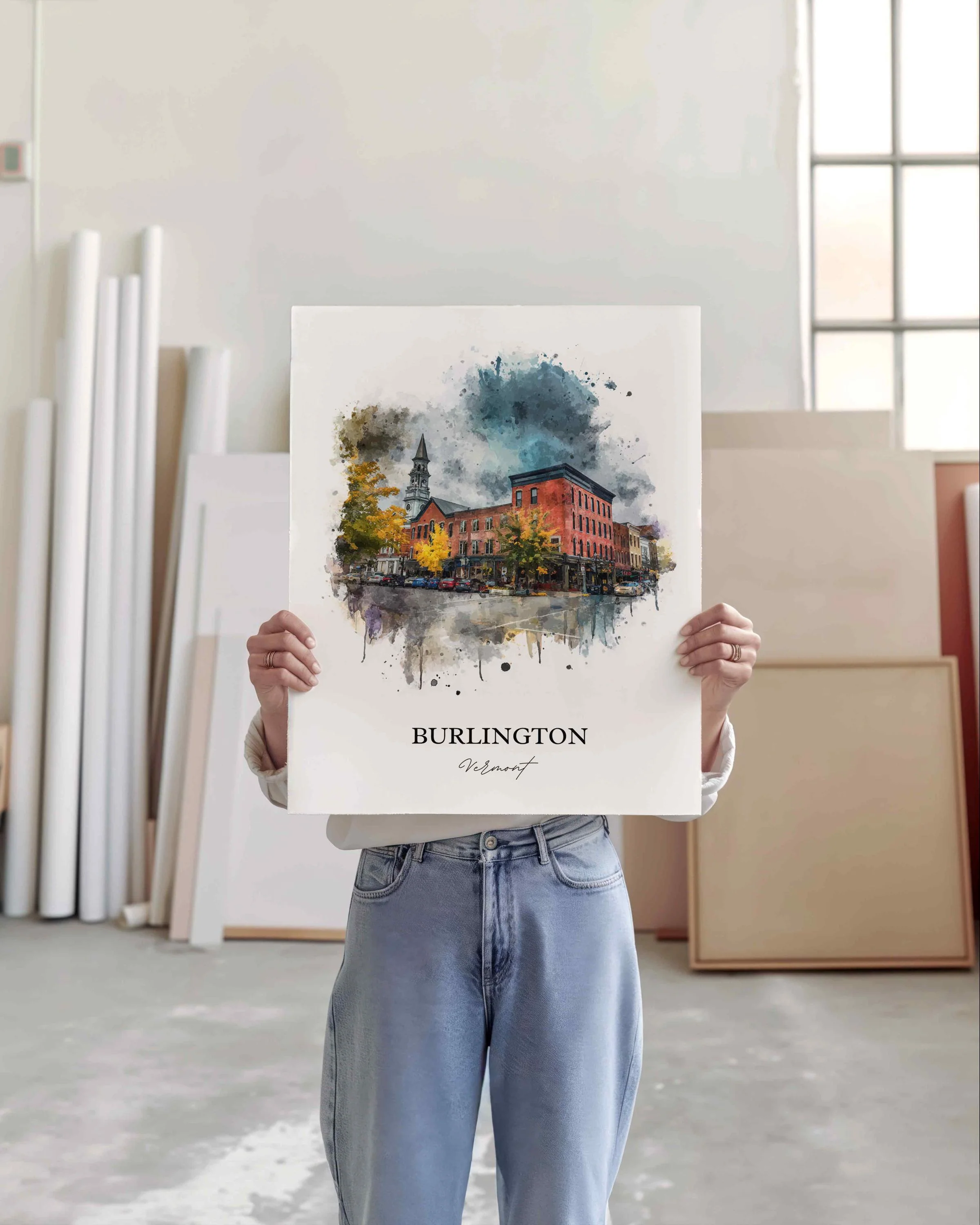 Burlington, Vermont – Watercolor Art Print - Image 3