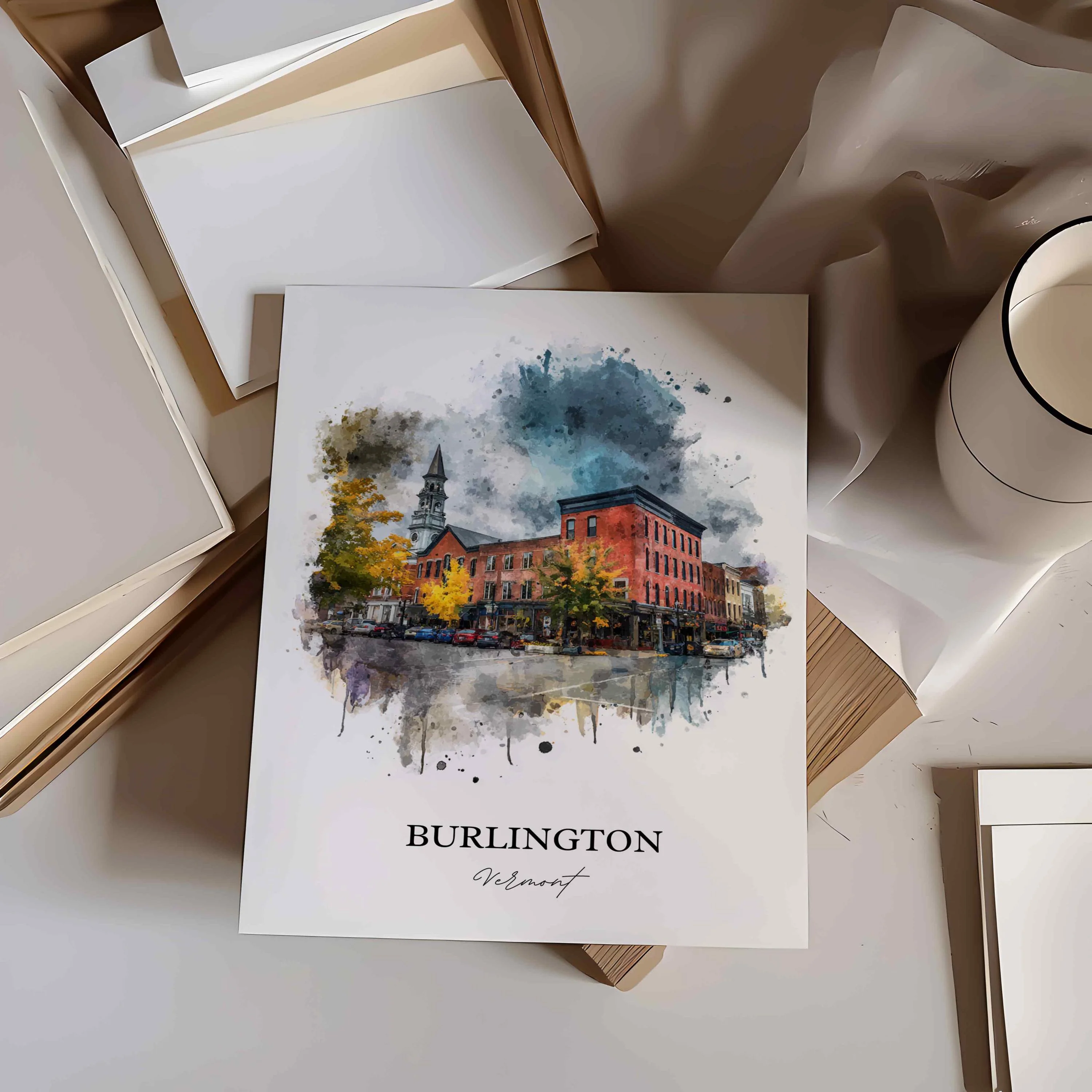 Burlington, Vermont – Watercolor Art Print - Image 9