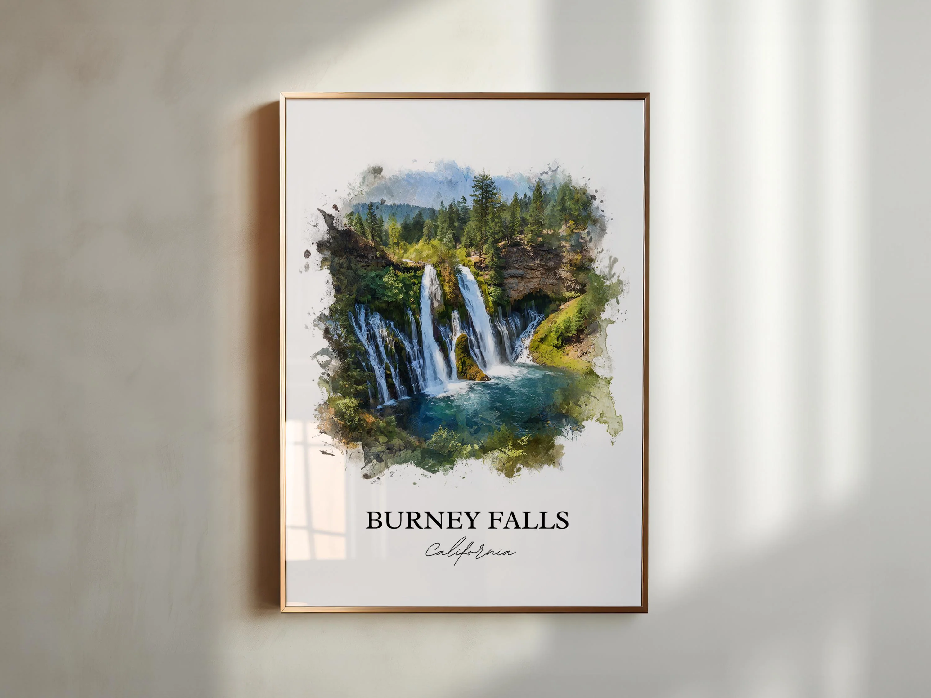 Burney Falls, California, USA – Watercolor Art Print - Image 5