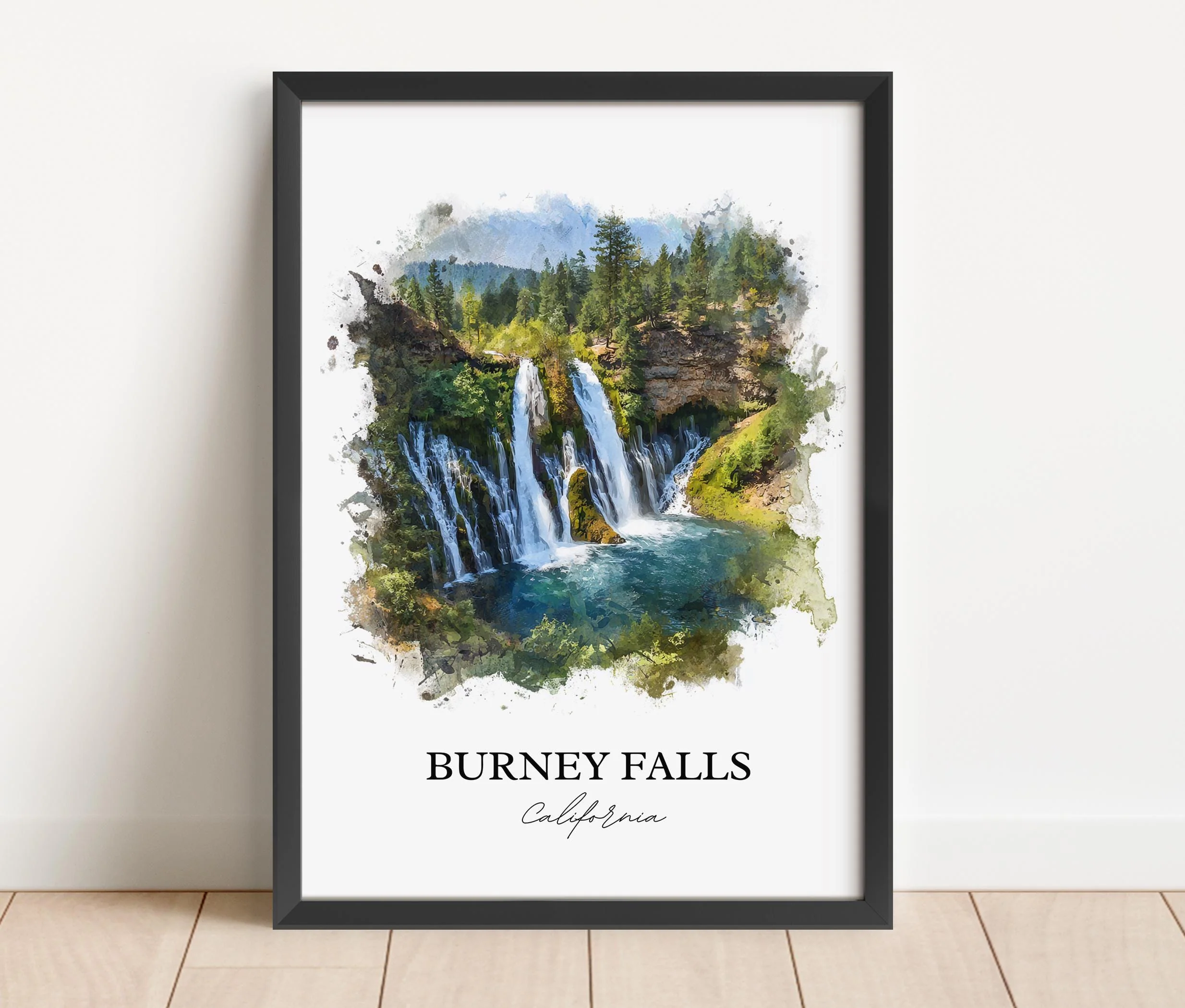 Burney Falls, California, USA – Watercolor Art Print - Image 6