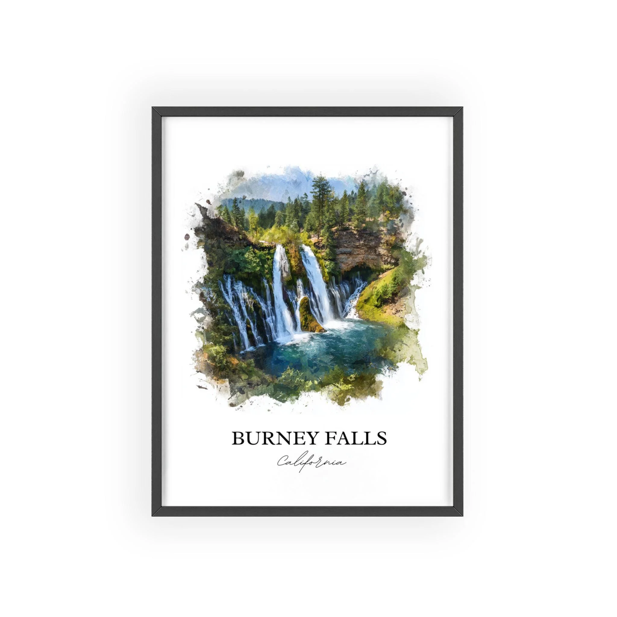 Burney Falls, California, USA – Watercolor Art Print - Image 7