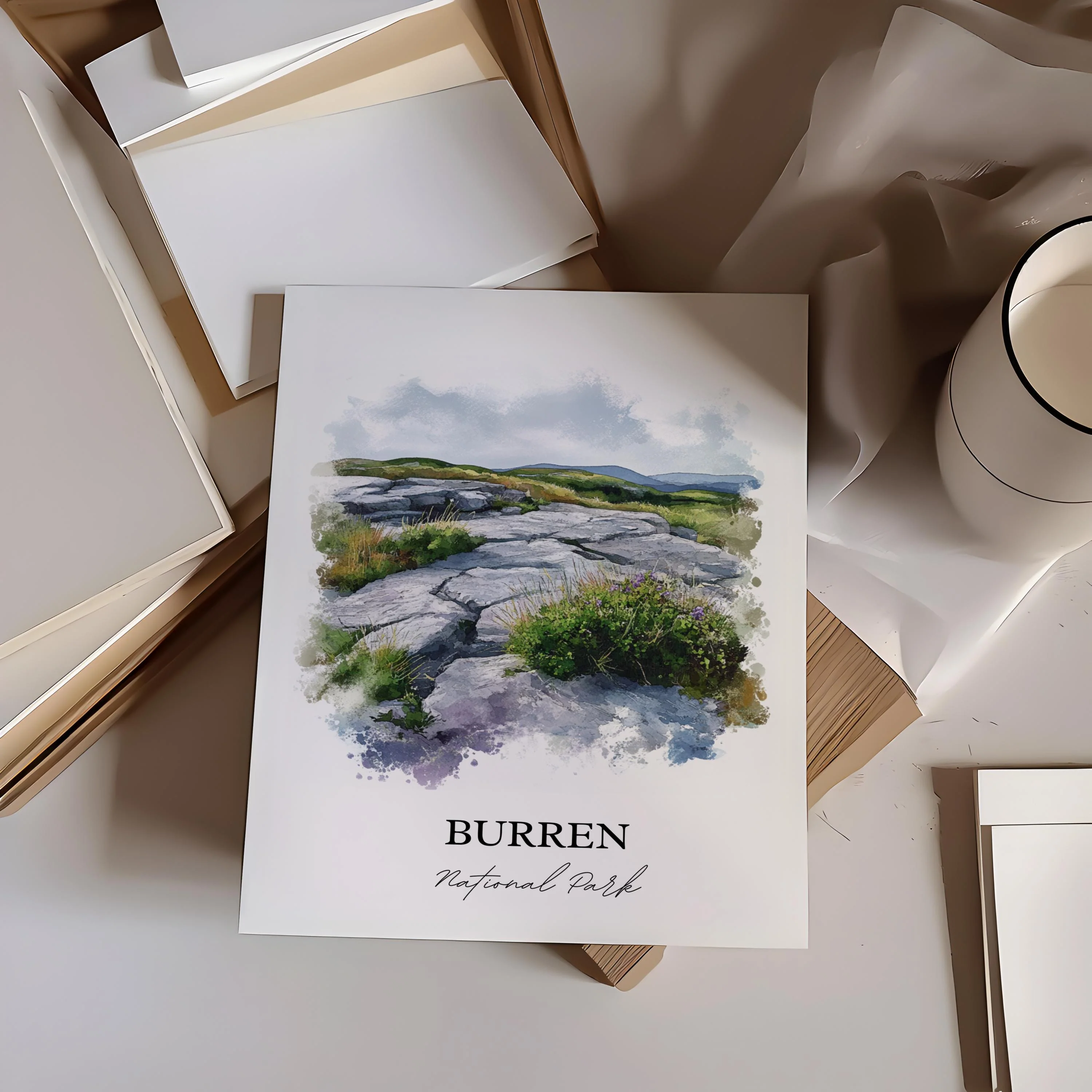 Burren National Park, Ireland – Watercolor Art Print - Image 4