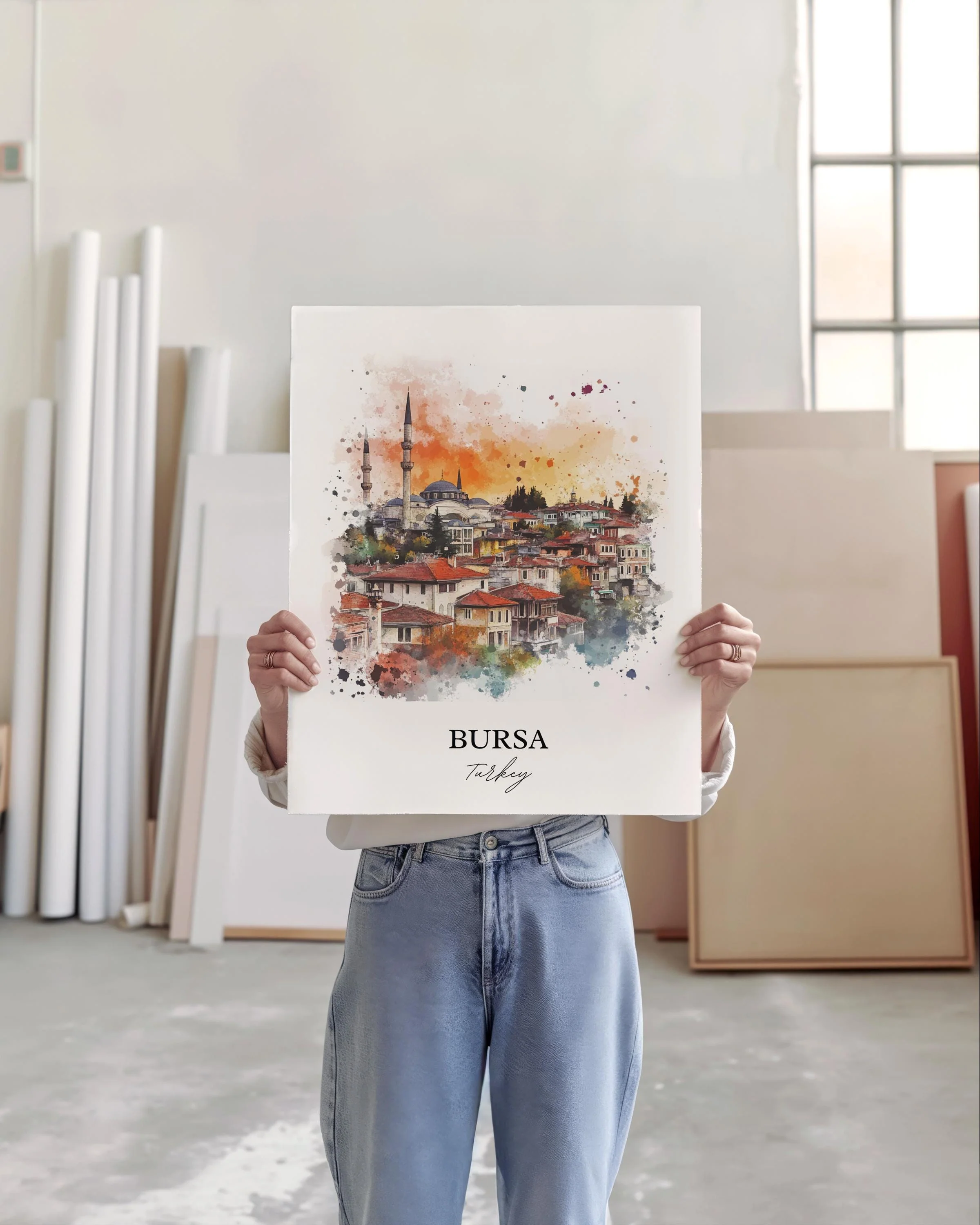 Bursa, Turkey – Mount Uludag Watercolor Art Print - Image 4