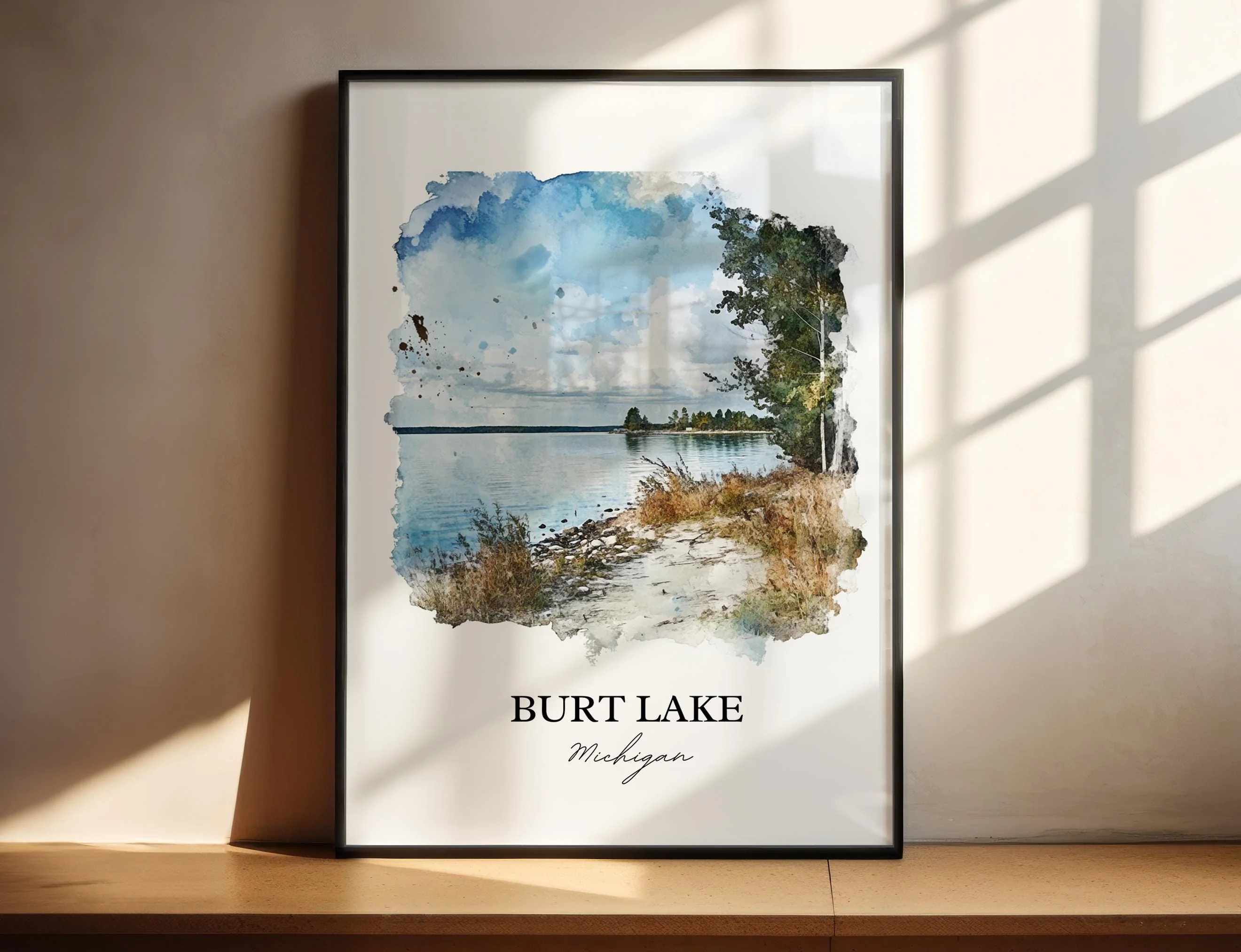 Burt Lake, Michigan, USA – Watercolor Art Print
