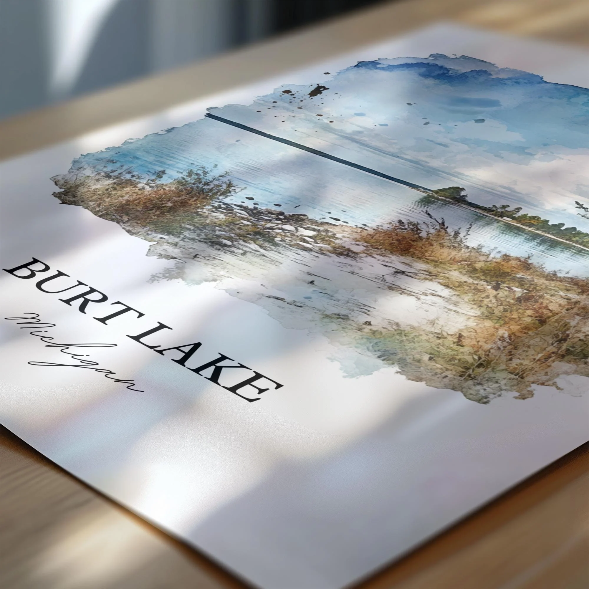 Burt Lake, Michigan, USA – Watercolor Art Print - Image 2