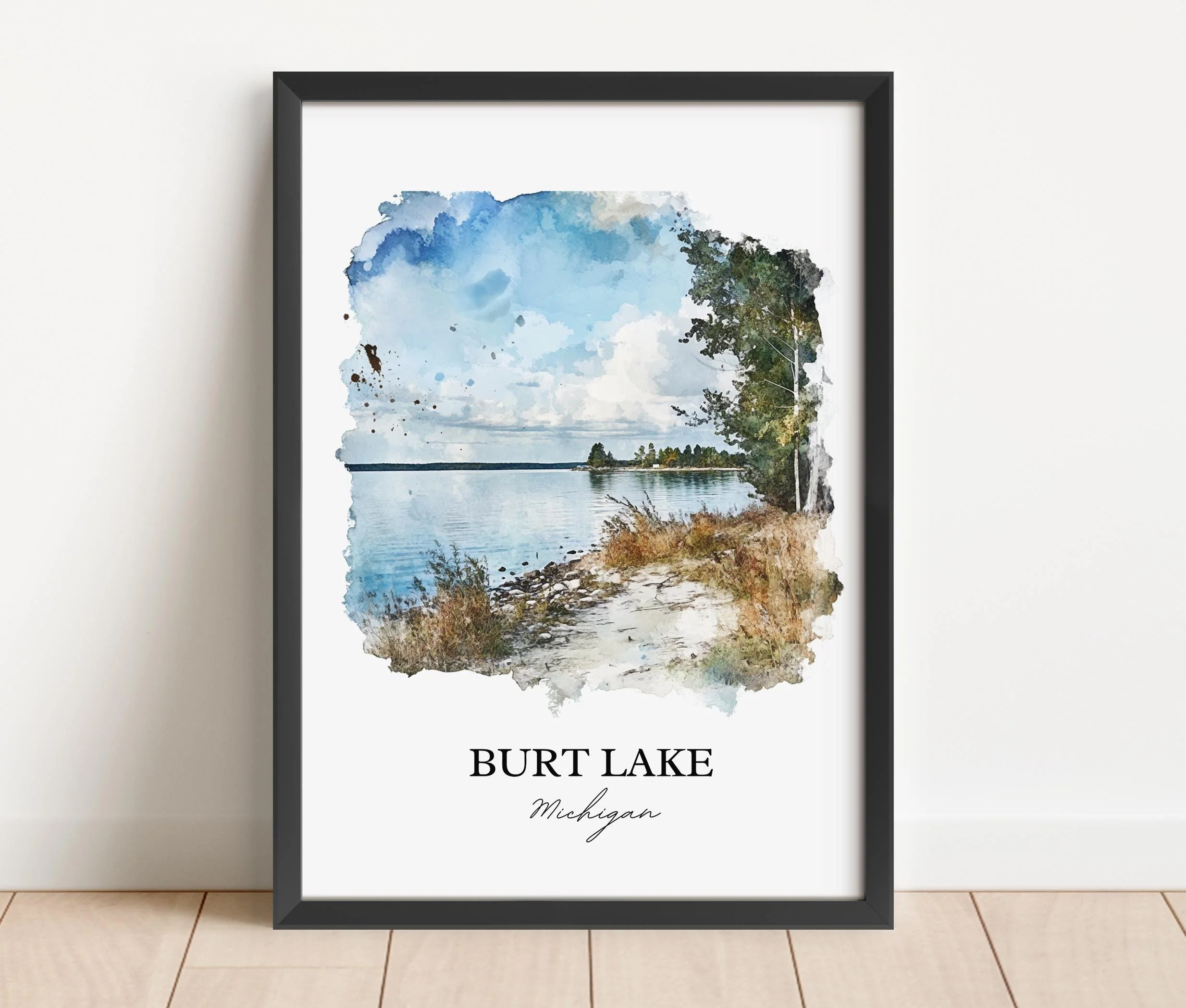 Burt Lake, Michigan, USA – Watercolor Art Print - Image 6