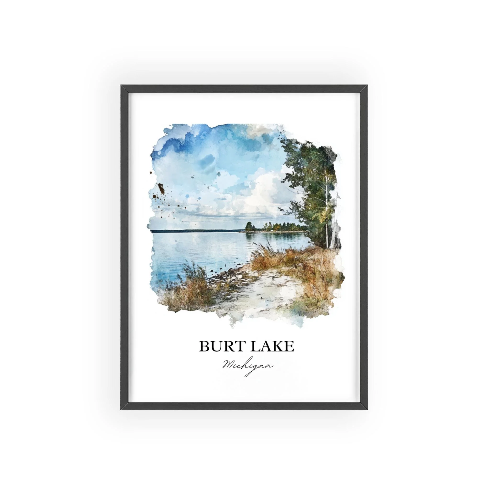 Burt Lake, Michigan, USA – Watercolor Art Print - Image 7
