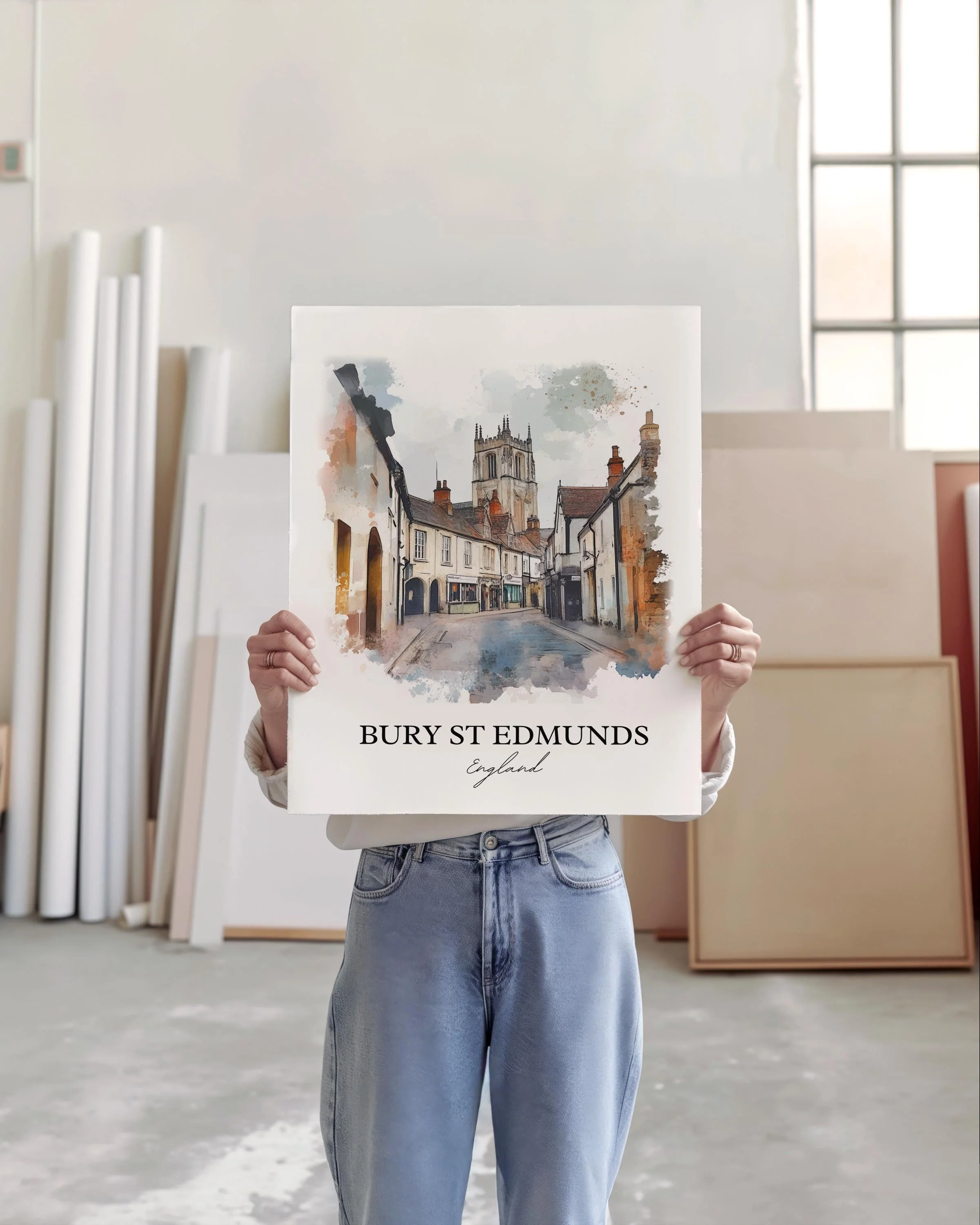 Bury St Edmunds, England – Watercolor Art Print - Image 3