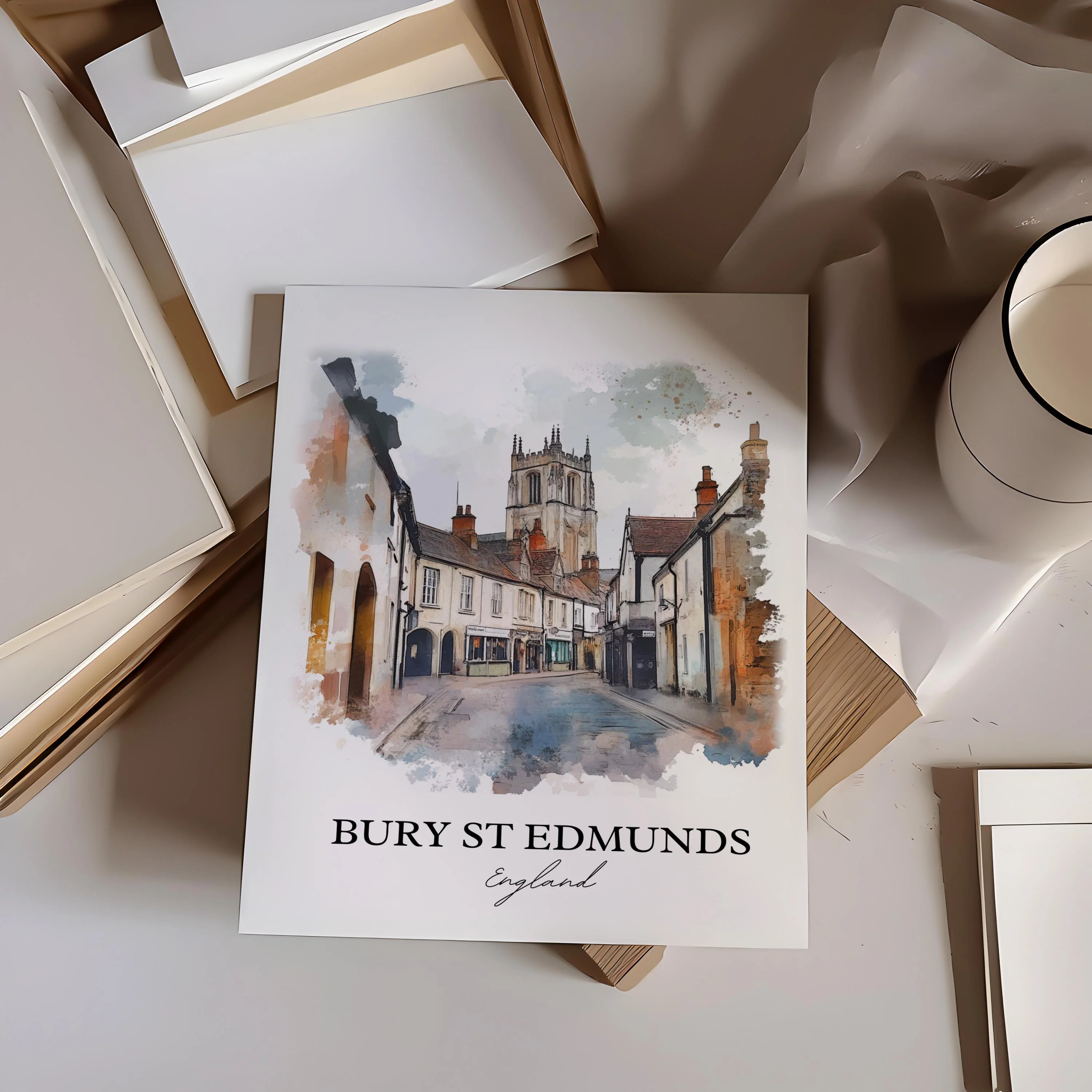 Bury St Edmunds, England – Watercolor Art Print - Image 4