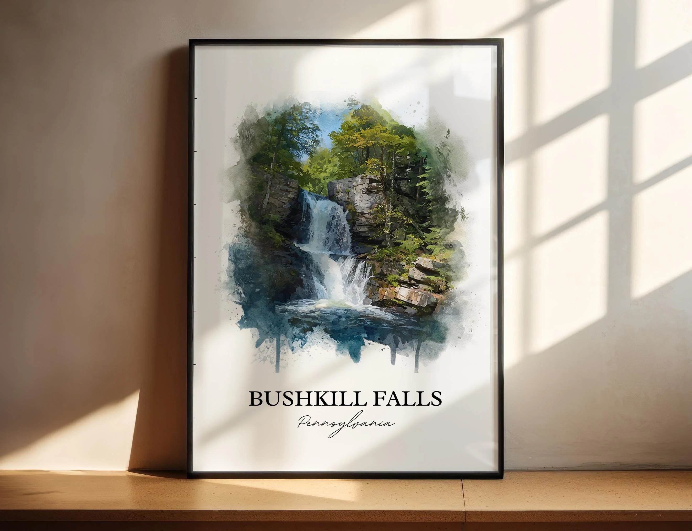Bushkill Falls, USA – Watercolor Art Print