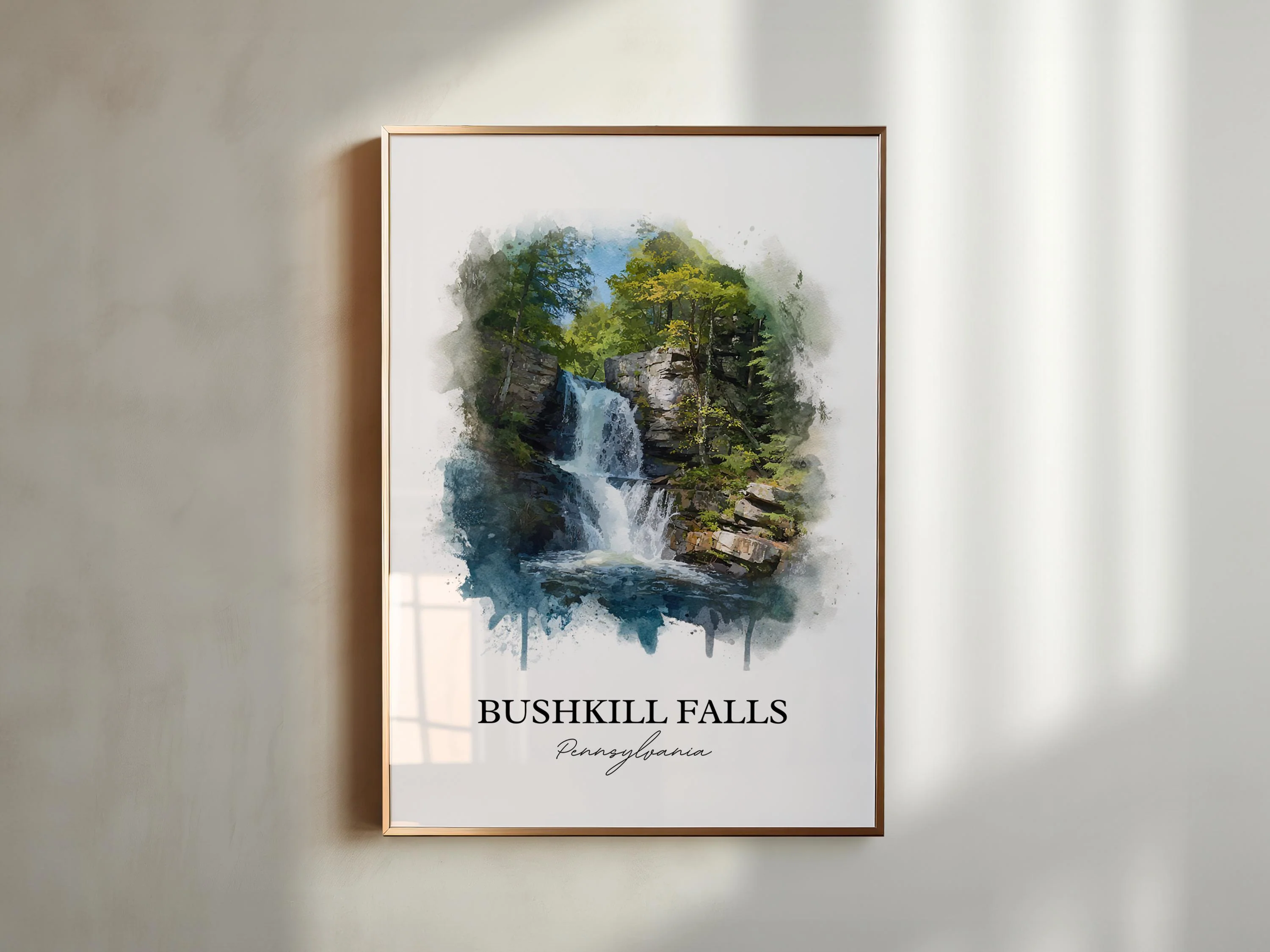 Bushkill Falls, USA – Watercolor Art Print - Image 3