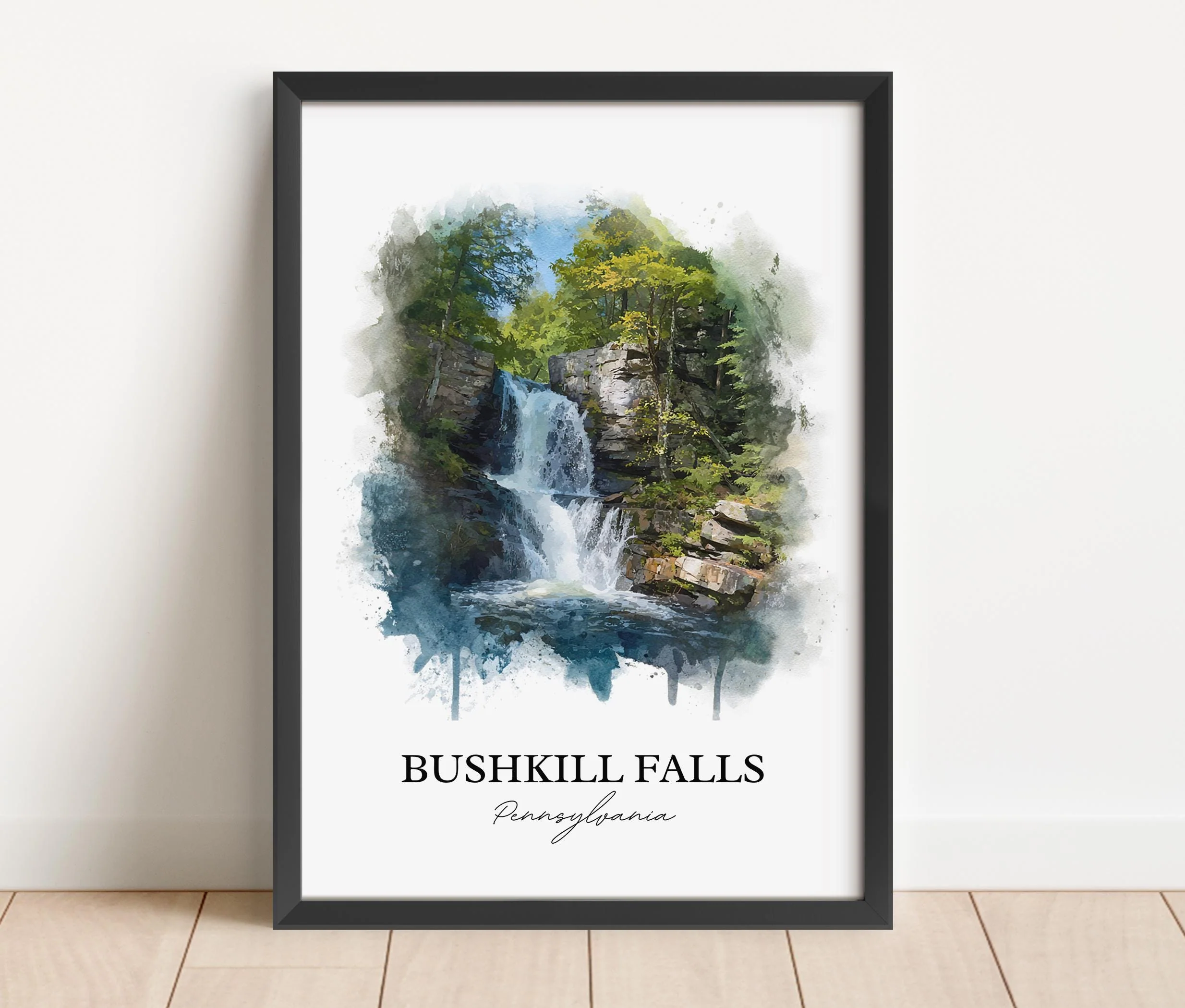 Bushkill Falls, USA – Watercolor Art Print - Image 6