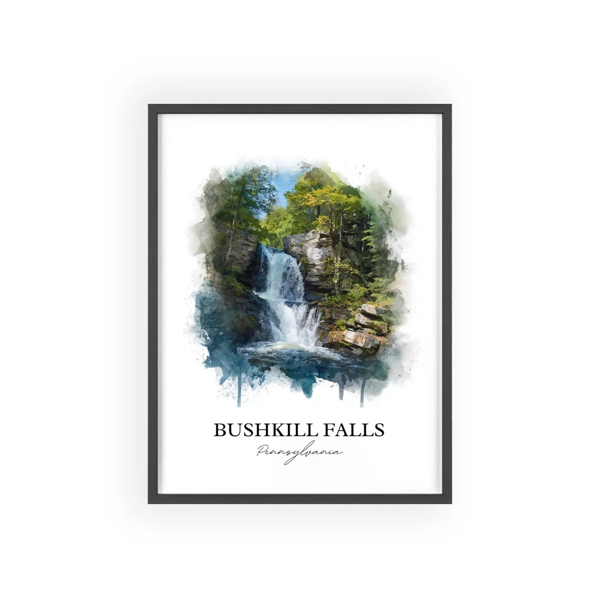 Bushkill Falls, USA – Watercolor Art Print - Image 7